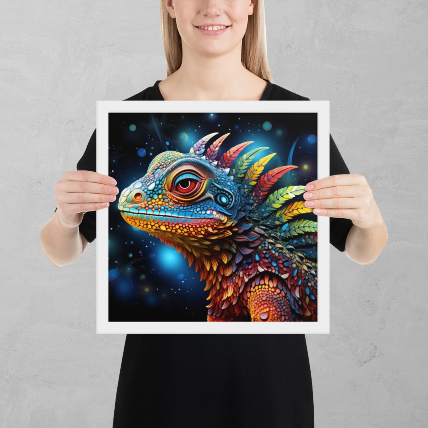 Dot Art Iguana Framed Poster