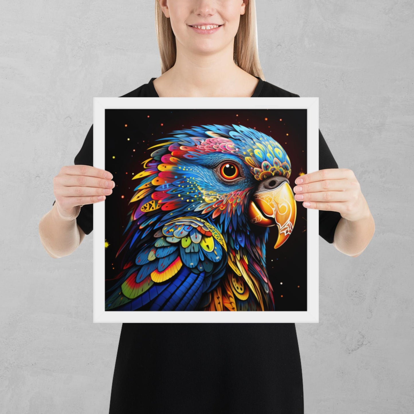 Dot Art Parrot Framed Poster