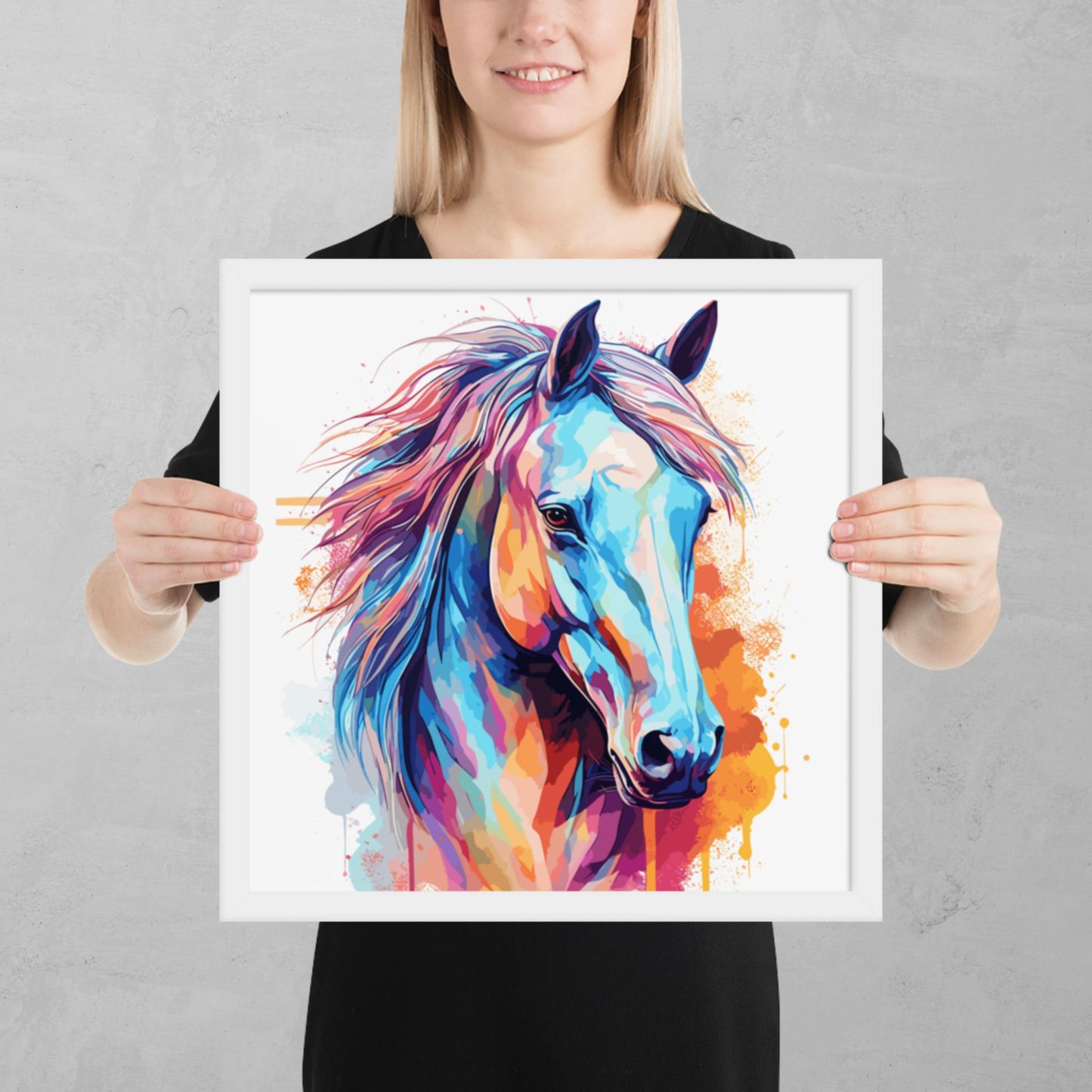 Rainbow Paint Horse Framed Poster