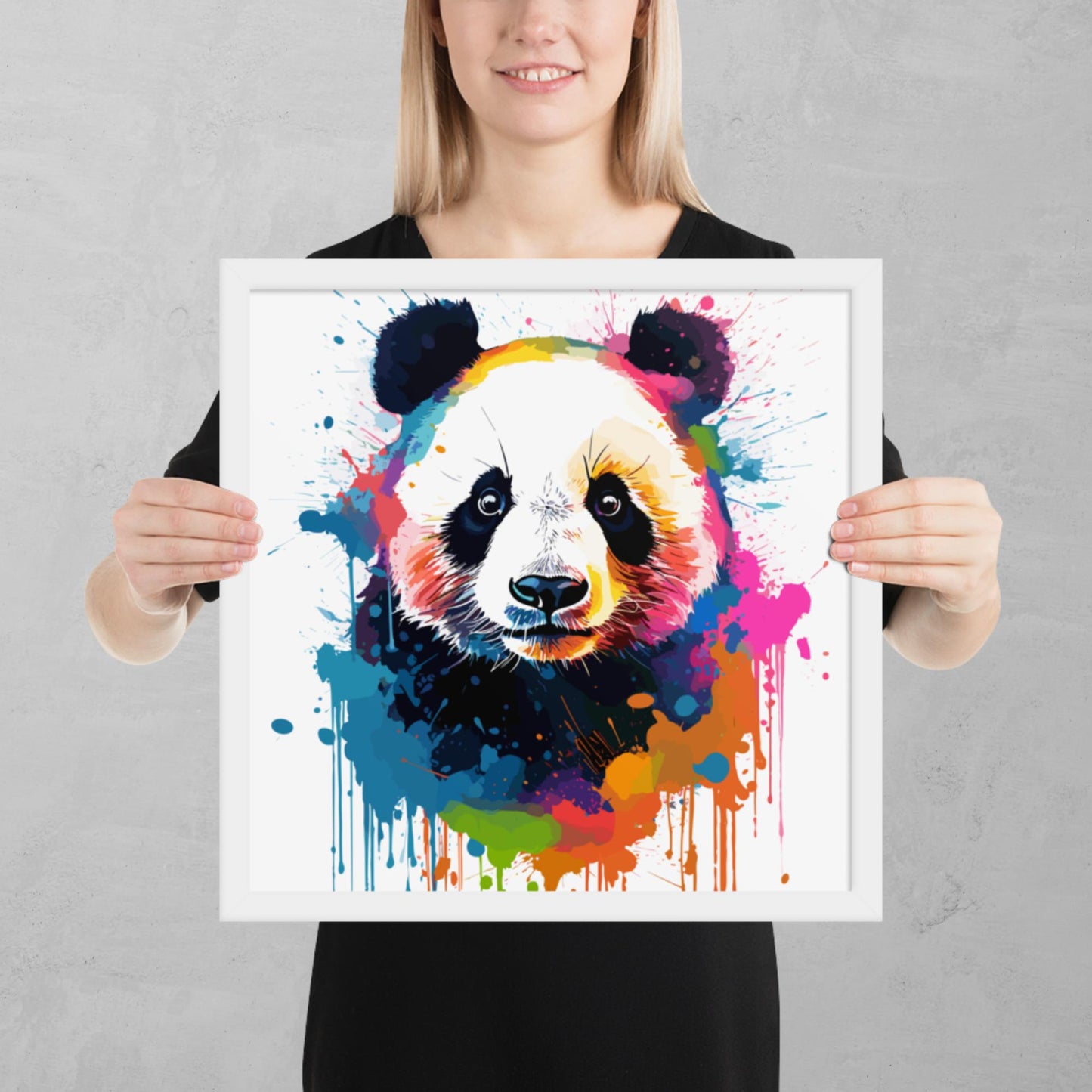 Rainbow Paint Panda Framed Poster