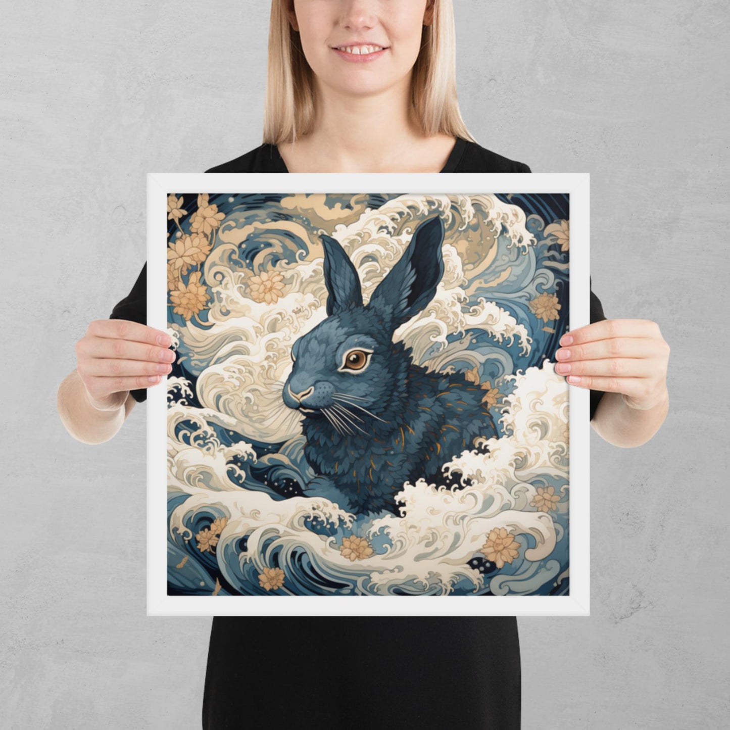 Ukiyo-e Rabbit Framed Poster