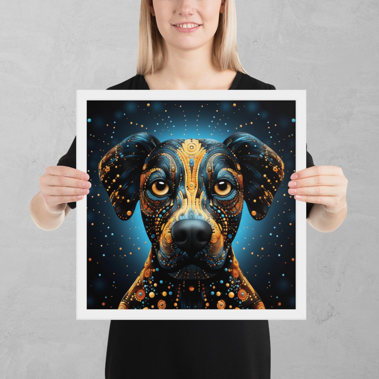 Dot Art Dog Framed Poster