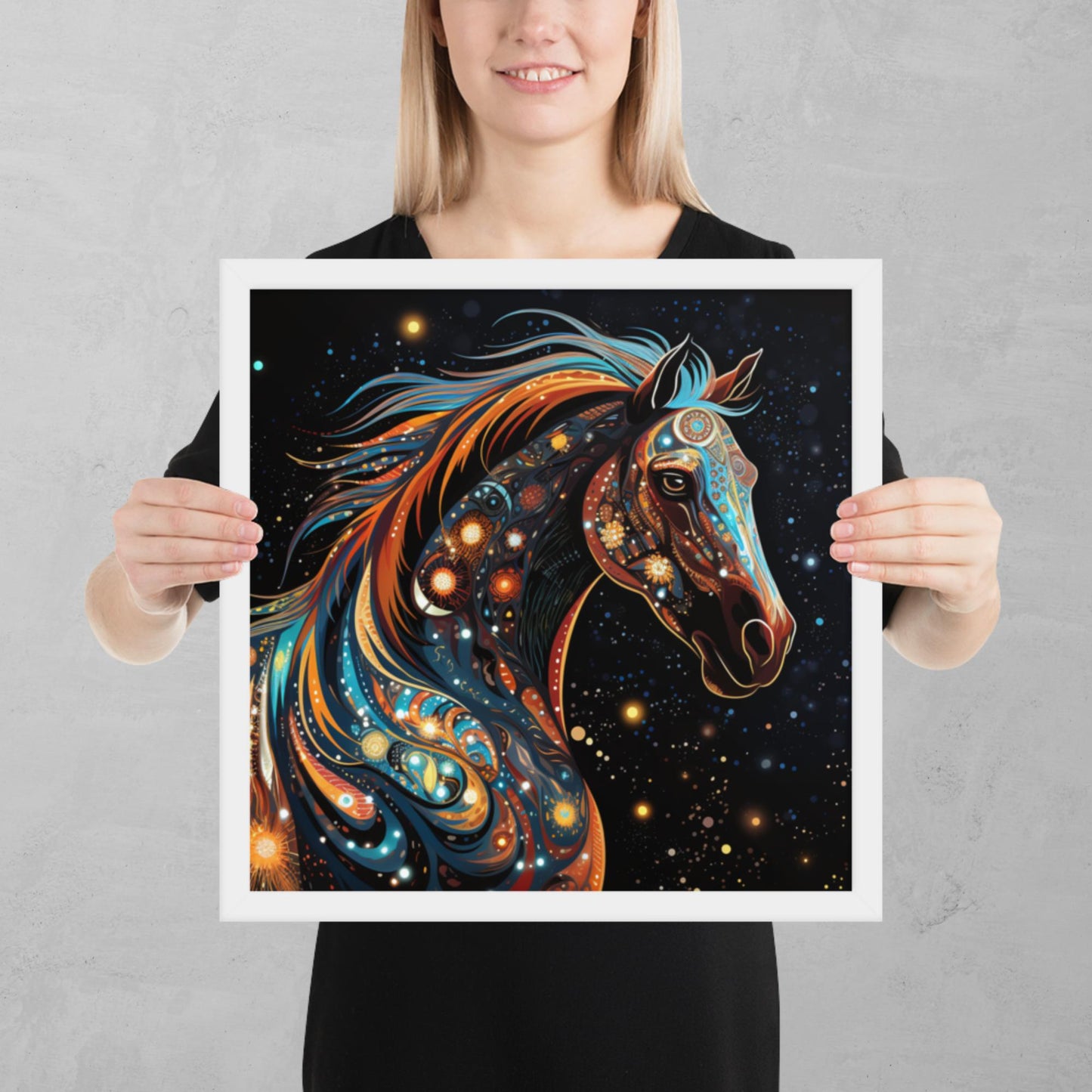 Dot Art Horse Framed Poster