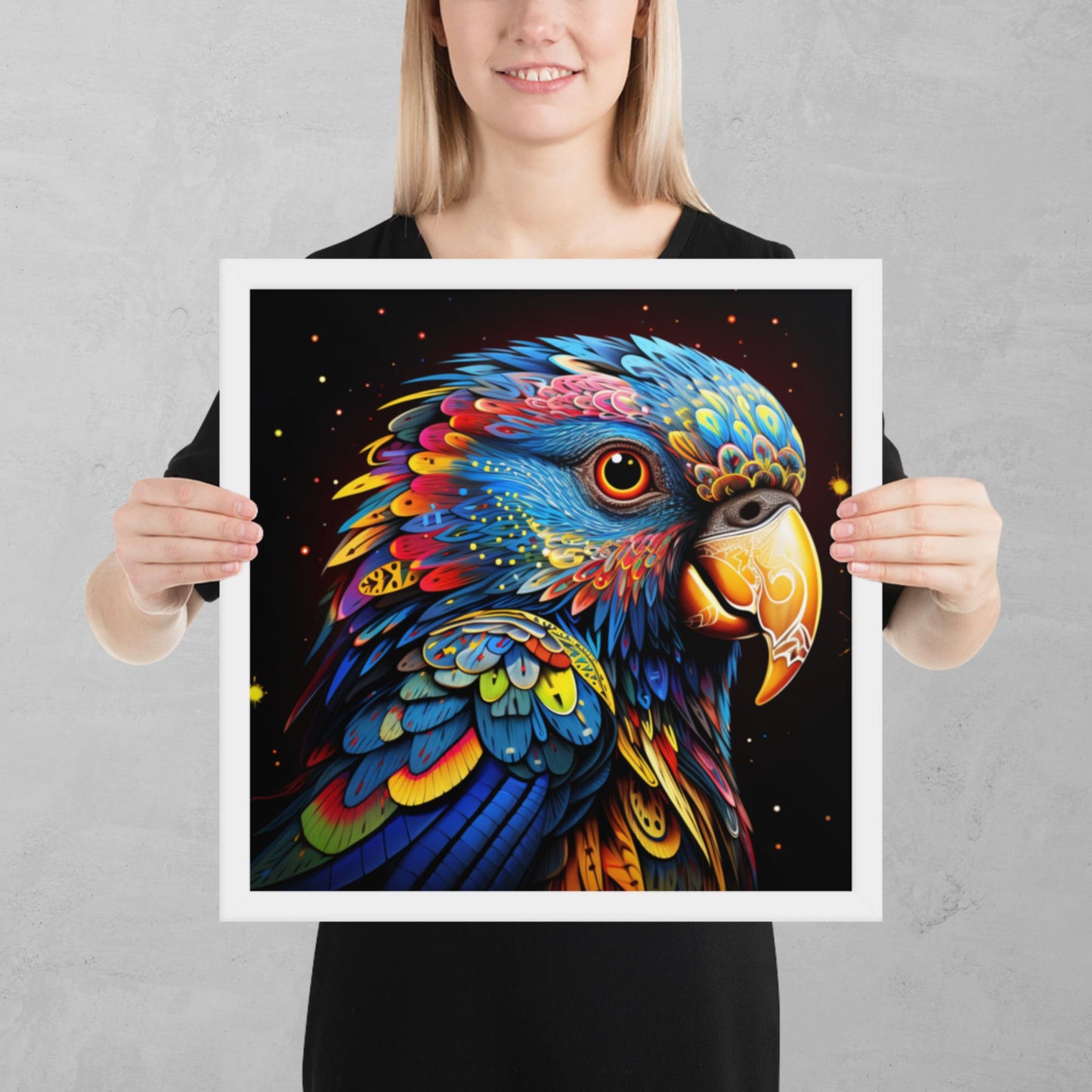 Dot Art Parrot Framed Poster