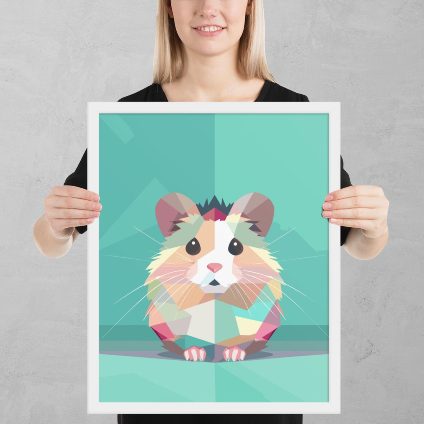 Green and Pink Hamster Framed Poster