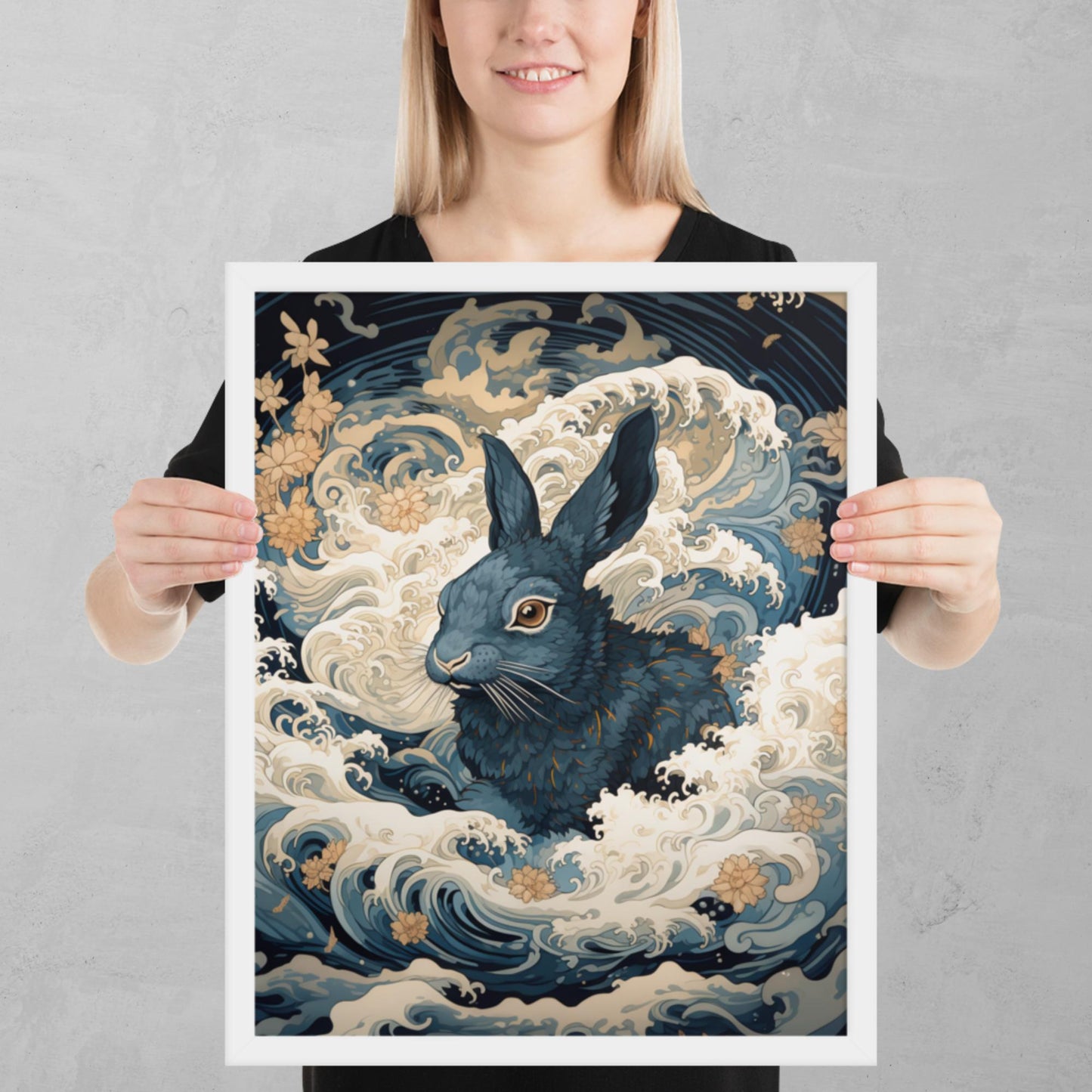 Ukiyo-e Rabbit Framed Poster