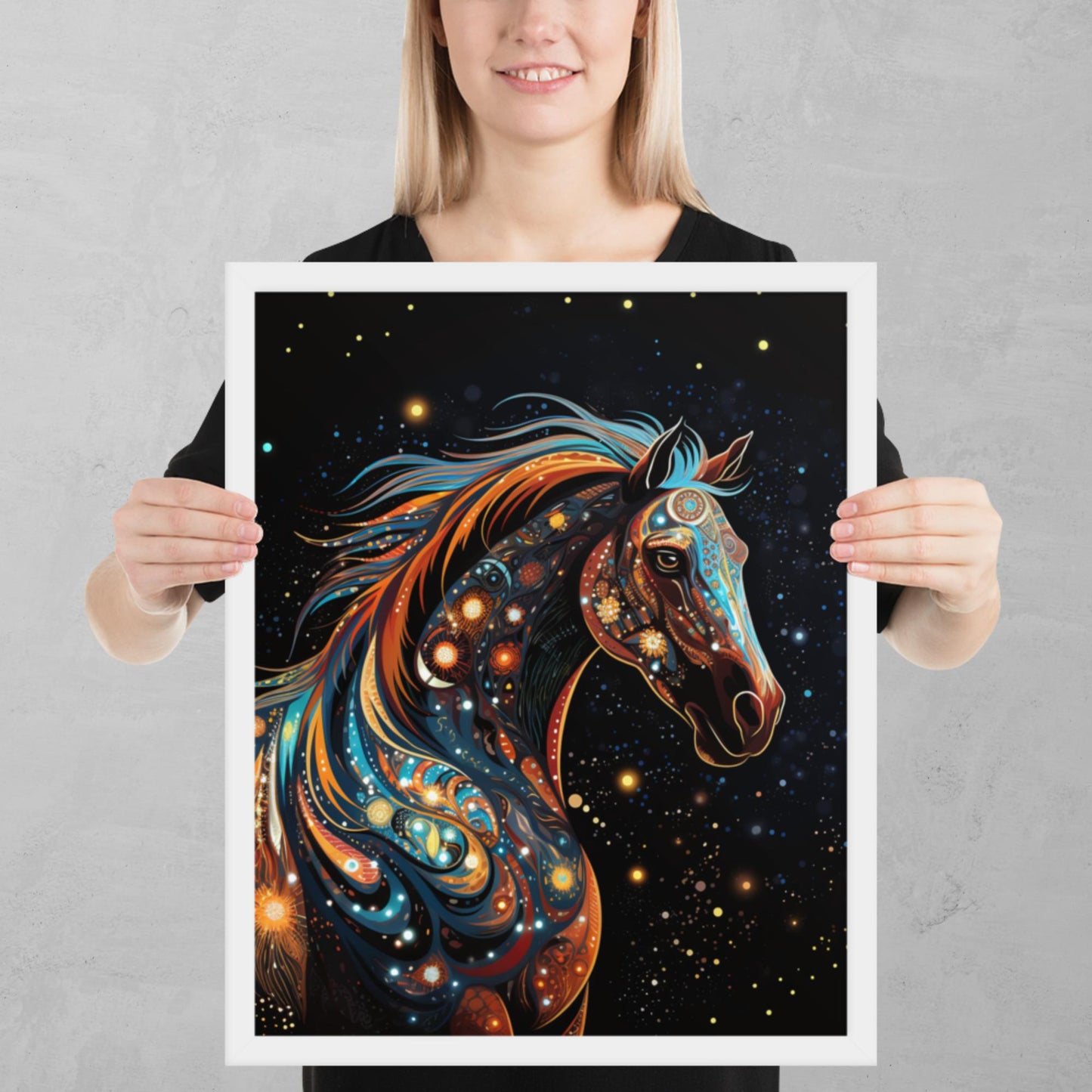 Dot Art Horse Framed Poster