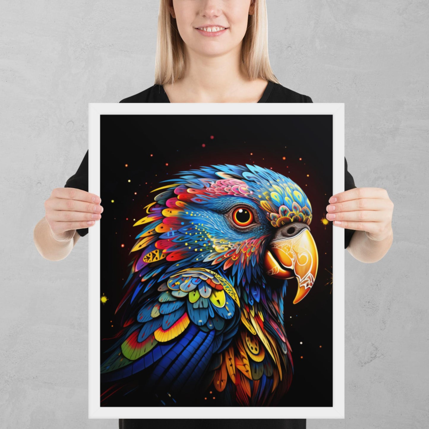 Dot Art Parrot Framed Poster