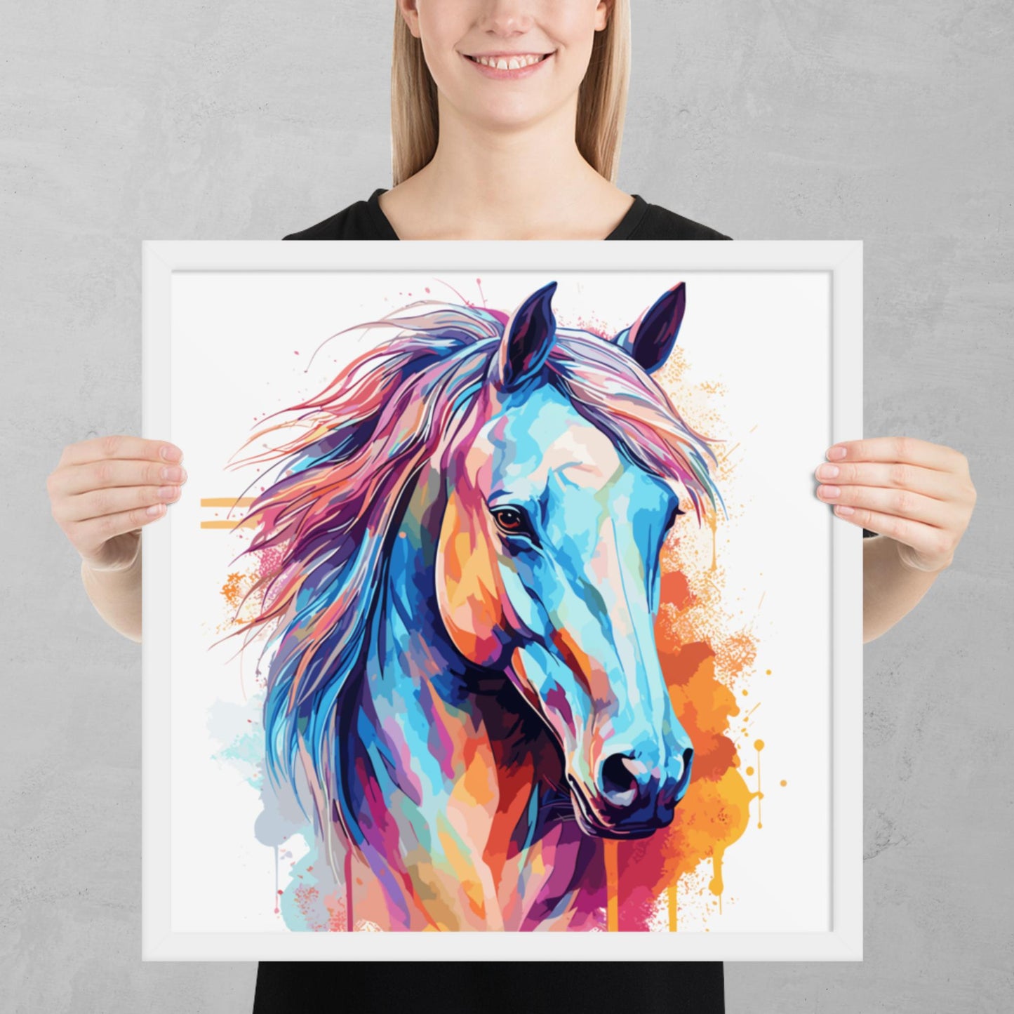 Rainbow Paint Horse Framed Poster