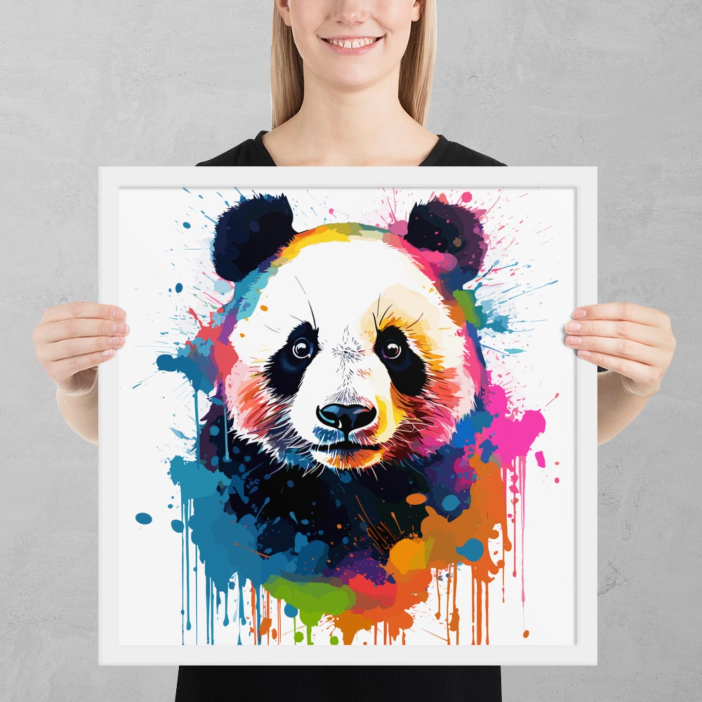 Rainbow Paint Panda Framed Poster