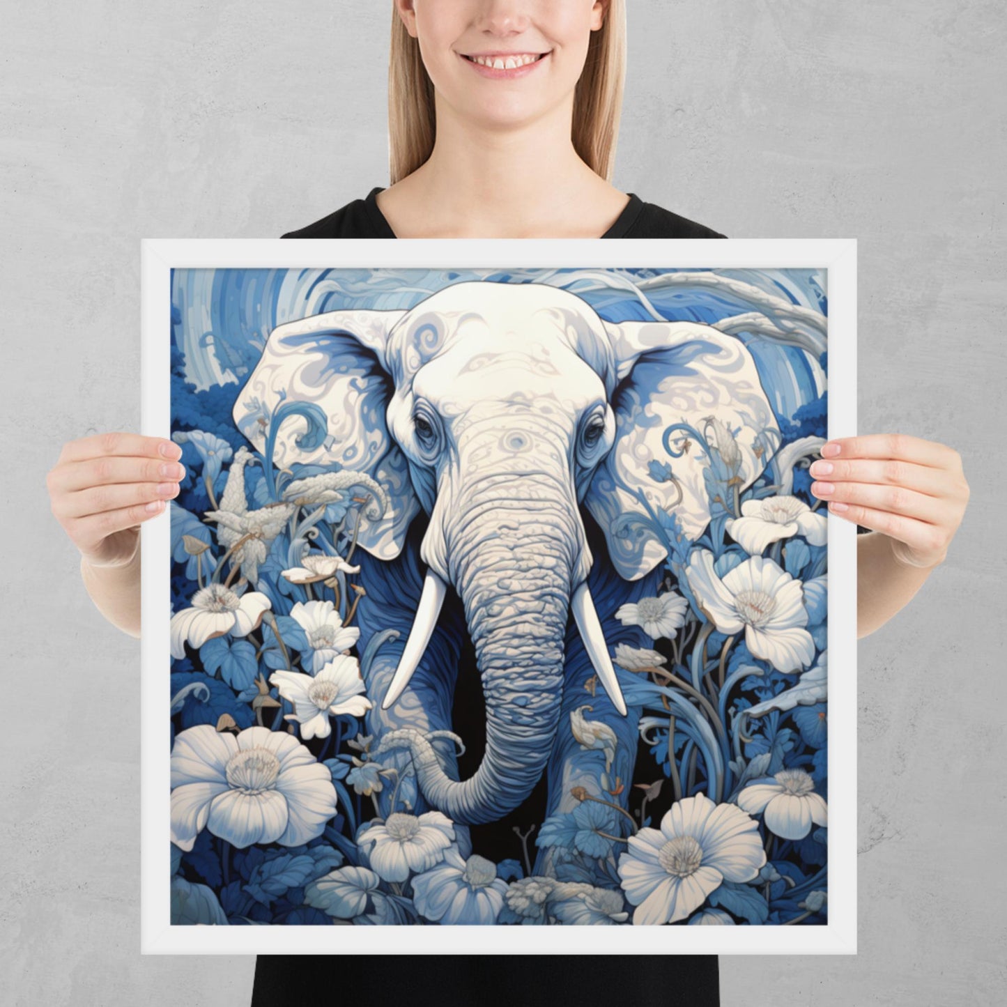 Ukiyo-e Elephant Framed Poster