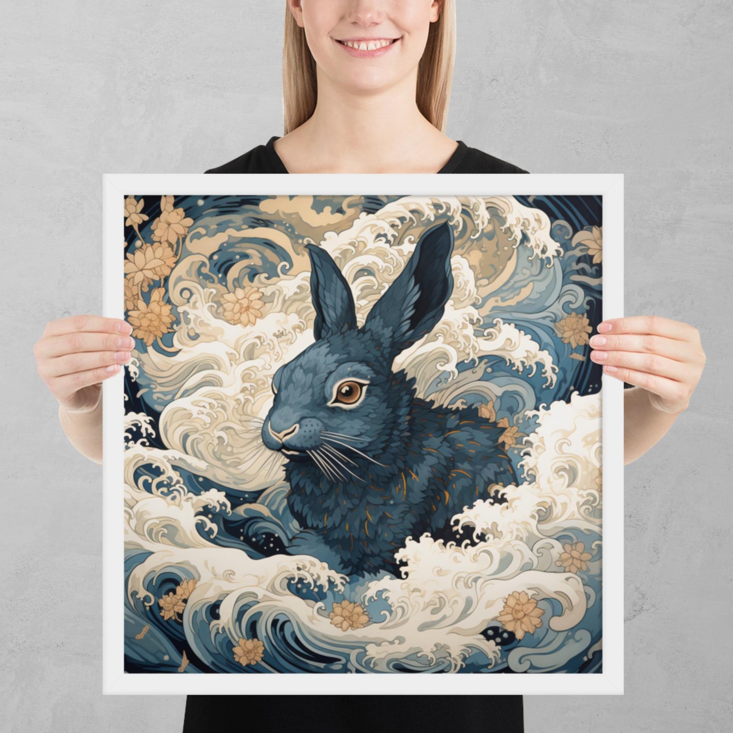 Ukiyo-e Rabbit Framed Poster