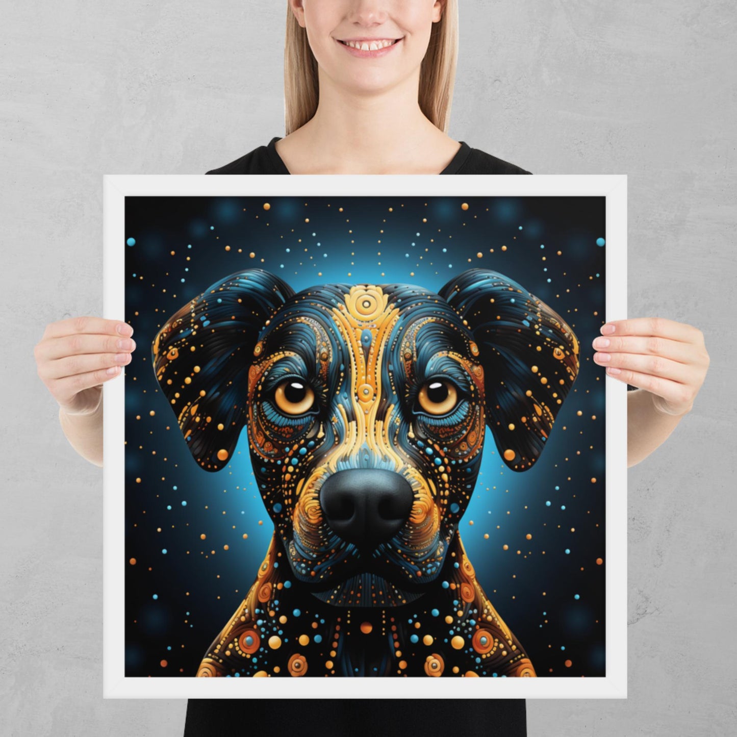 Dot Art Dog Framed Poster