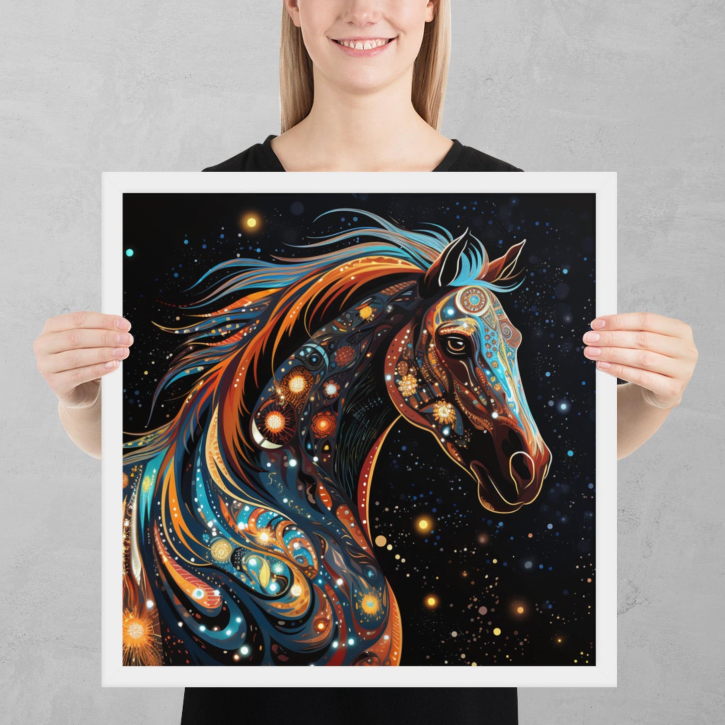 Dot Art Horse Framed Poster