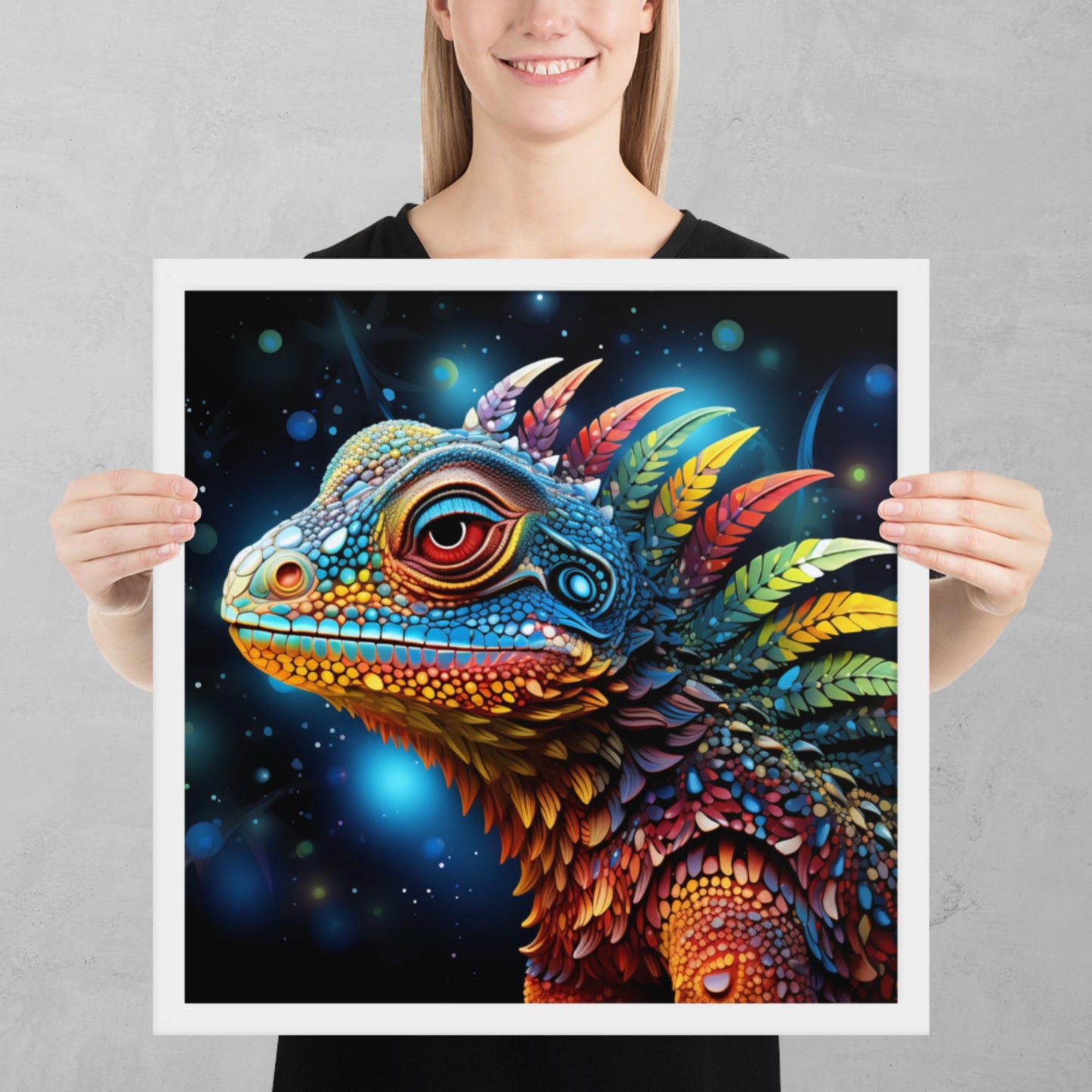 Dot Art Iguana Framed Poster