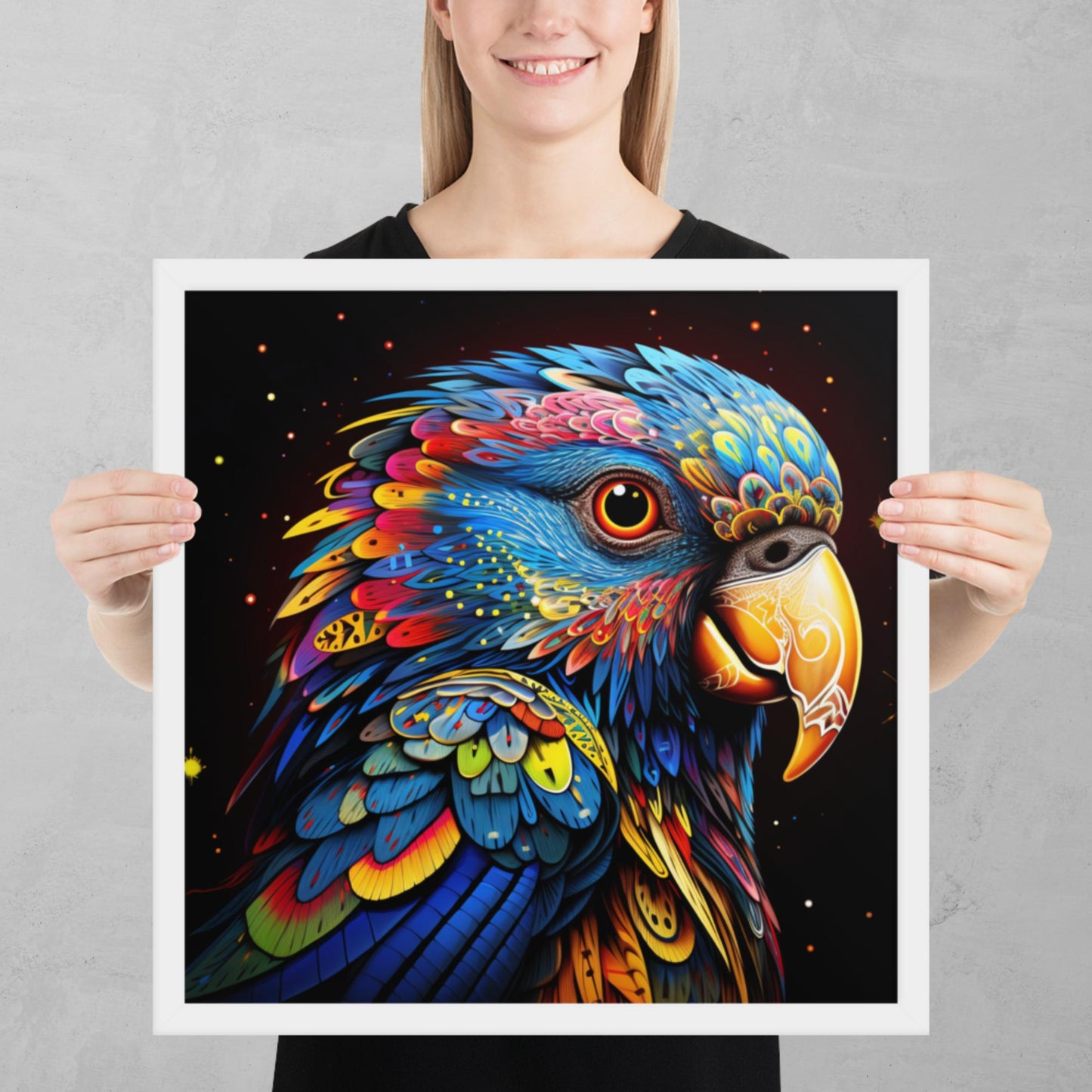 Dot Art Parrot Framed Poster