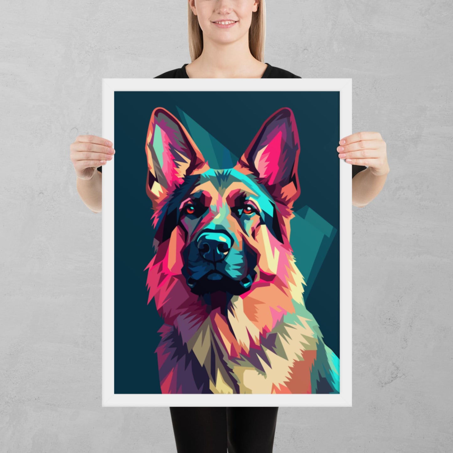 Green and Pink Dog Framed Poster