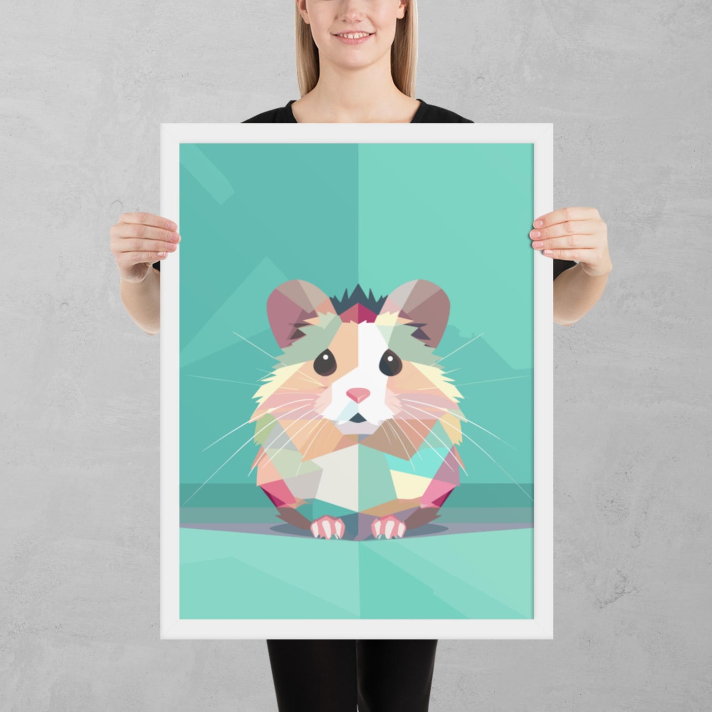 Green and Pink Hamster Framed Poster