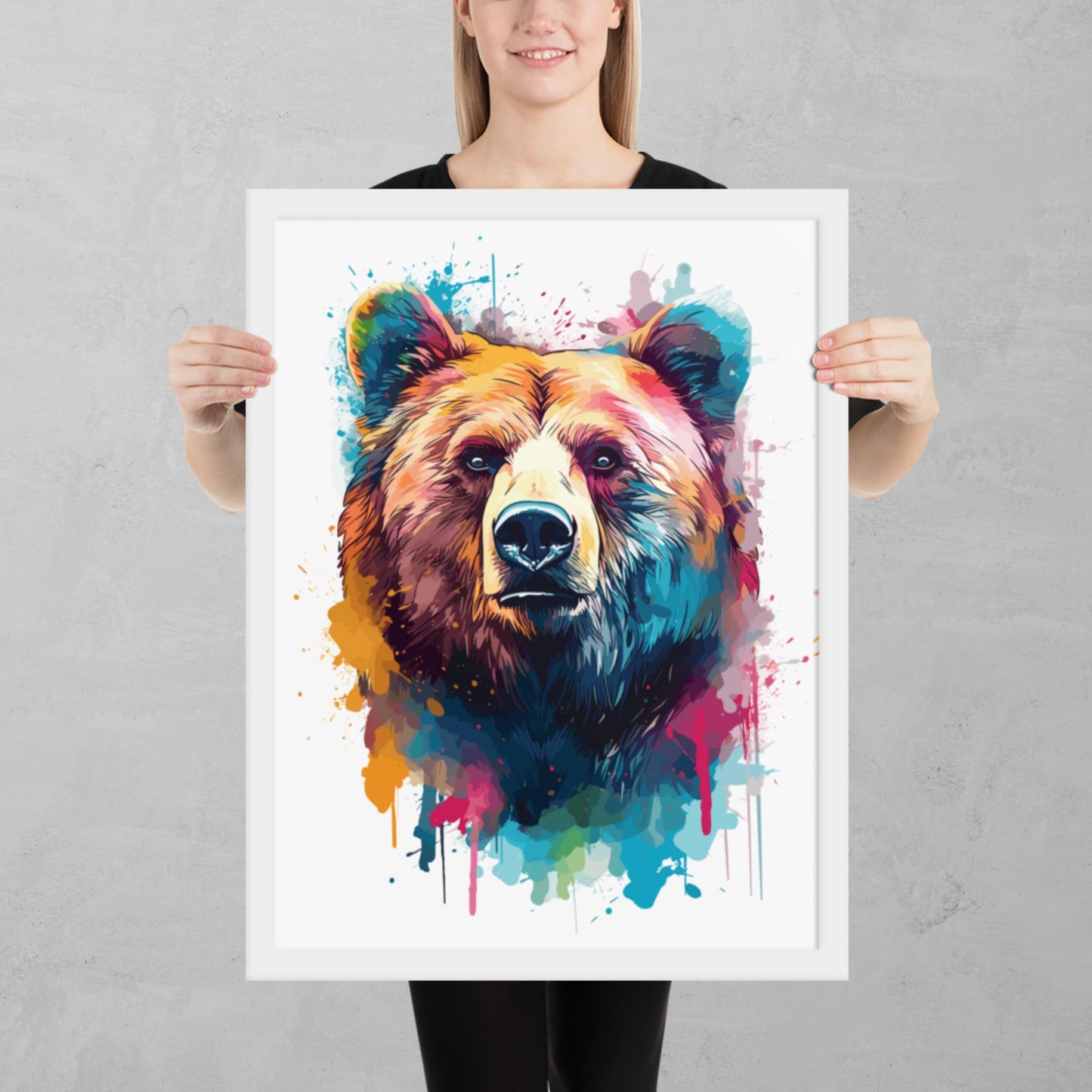 Rainbow Paint Bear Framed Poster