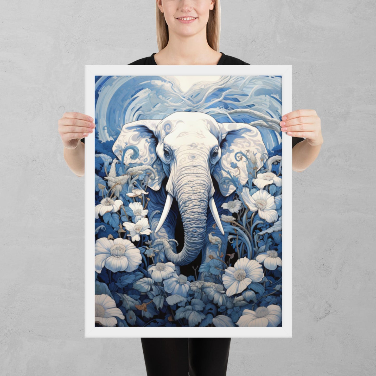 Ukiyo-e Elephant Framed Poster