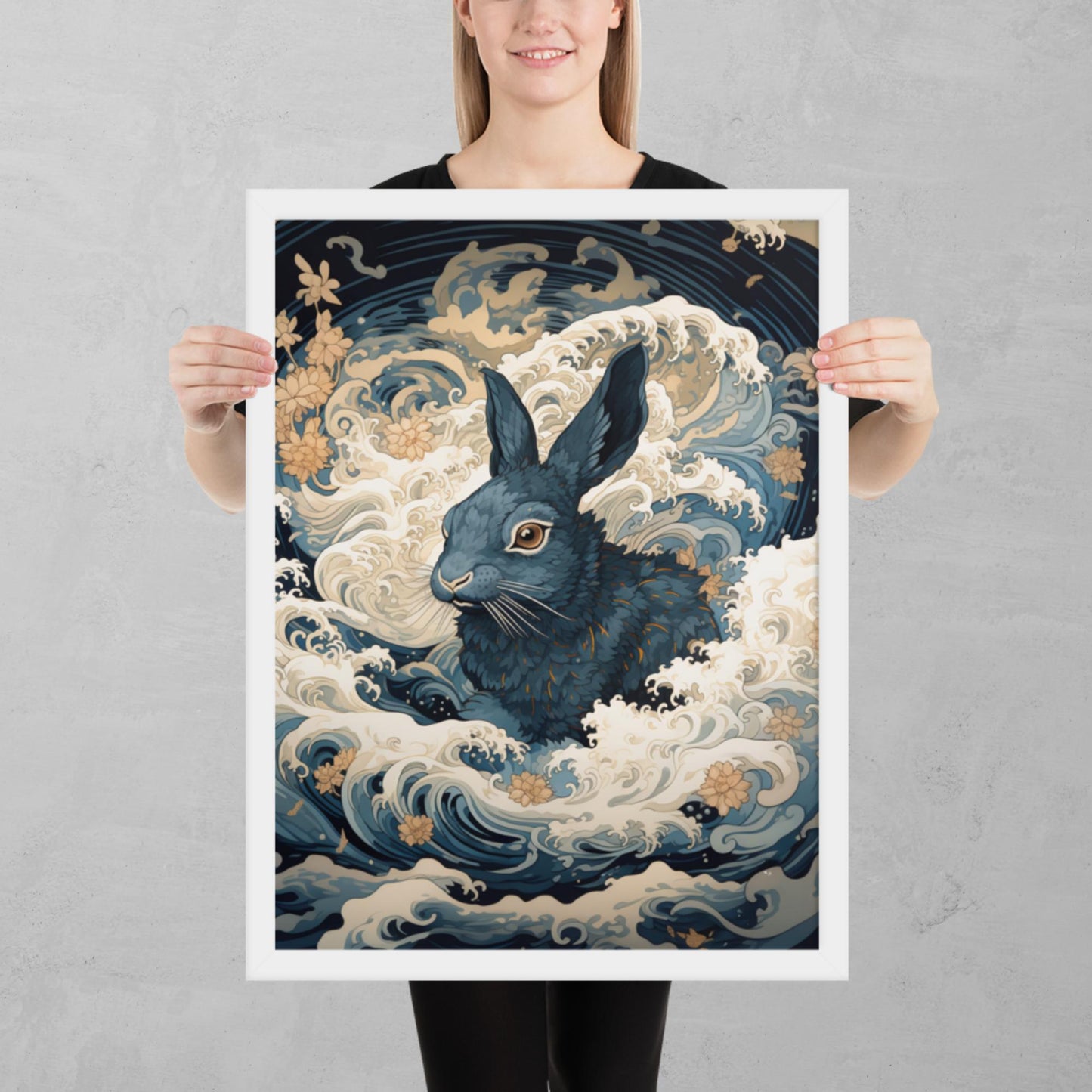 Ukiyo-e Rabbit Framed Poster