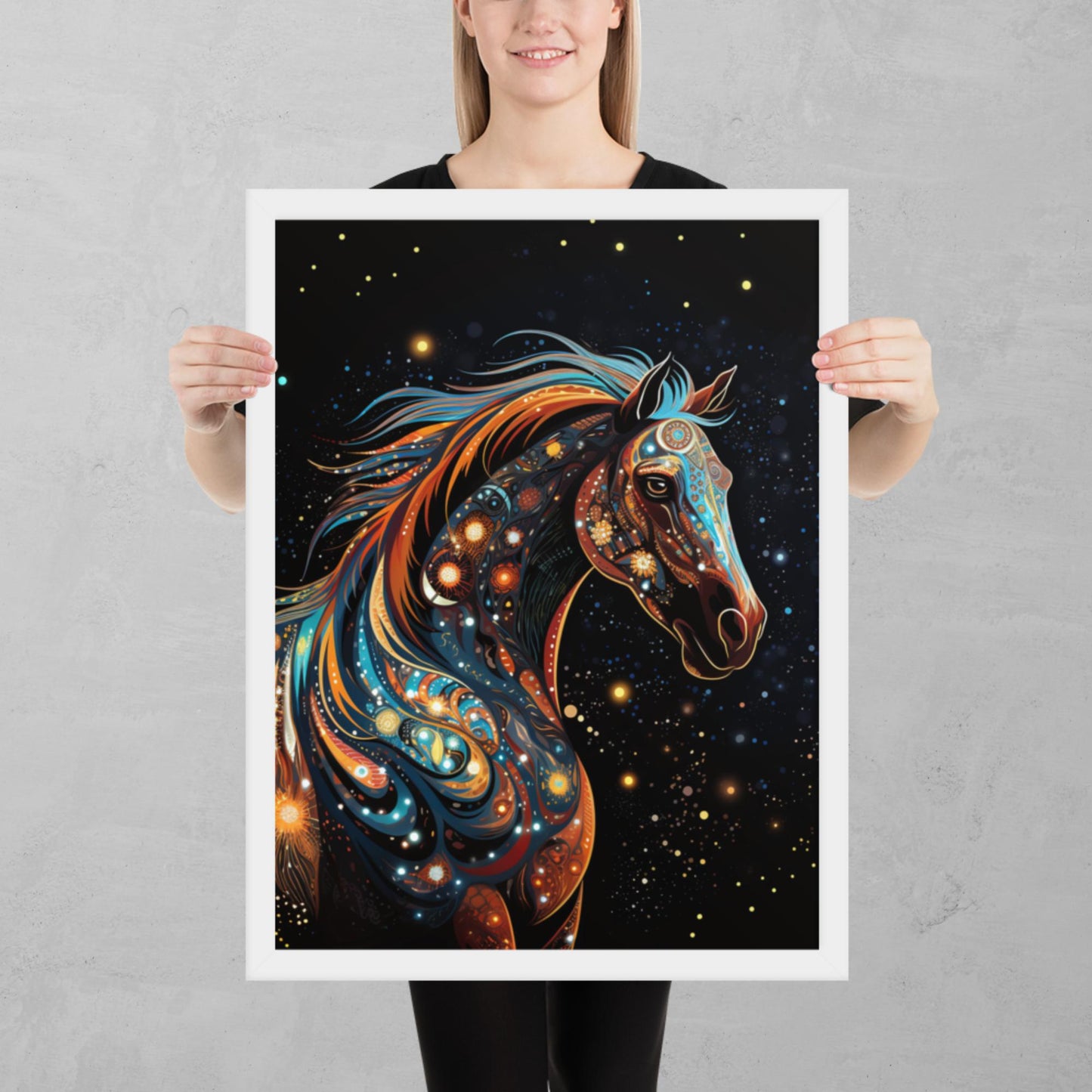 Dot Art Horse Framed Poster