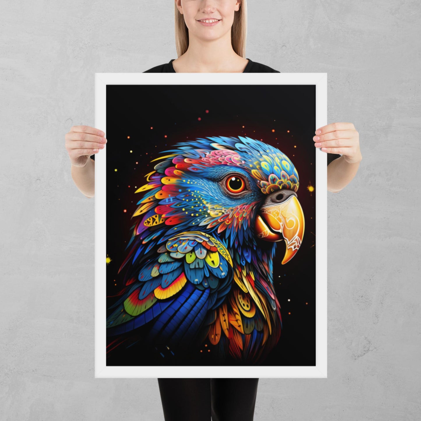 Dot Art Parrot Framed Poster