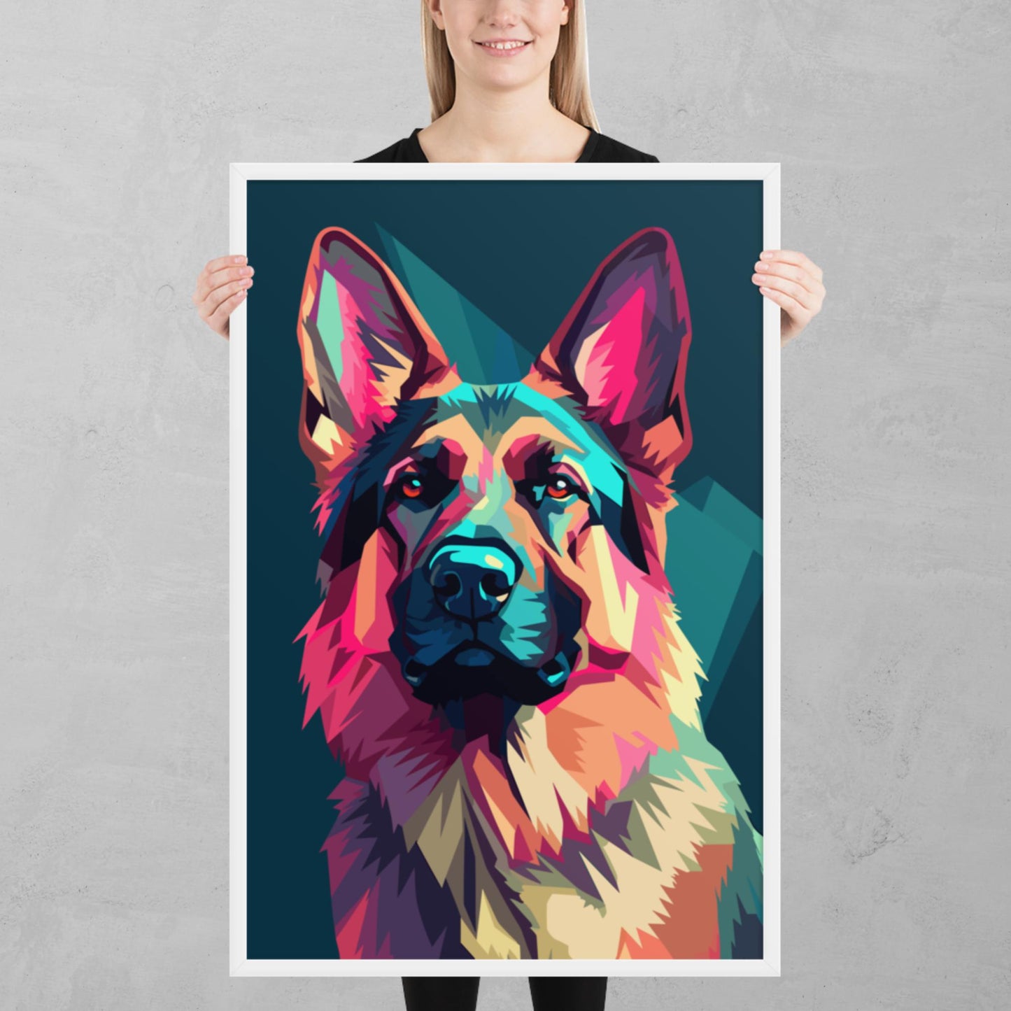 Green and Pink Dog Framed Poster