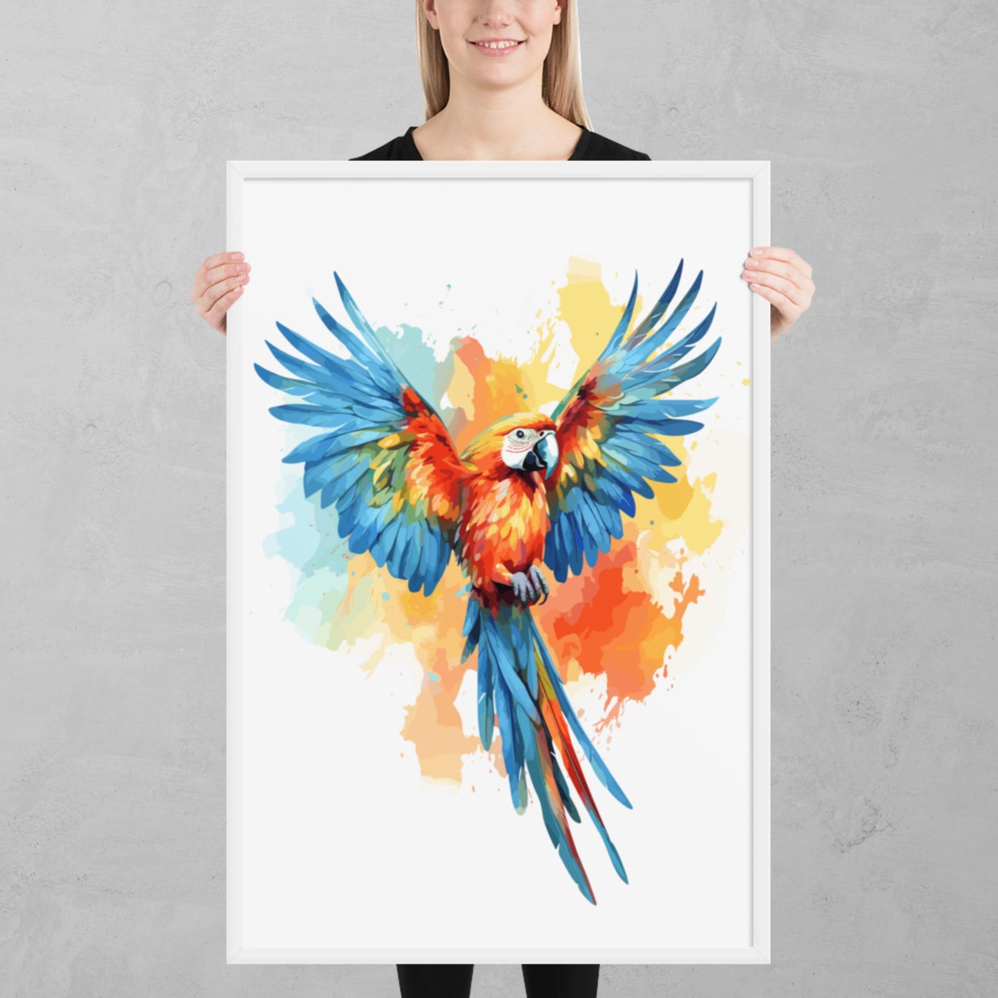 Rainbow Paint Parrot Framed Poster