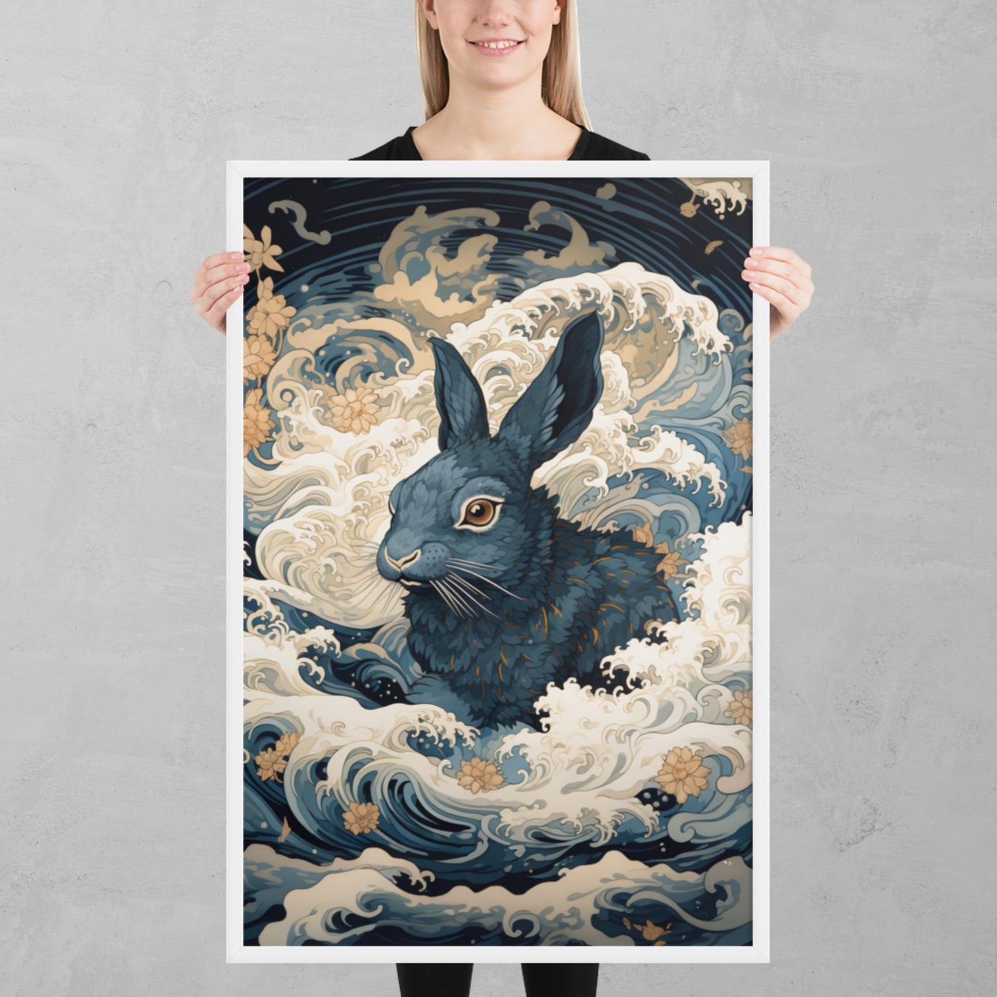 Ukiyo-e Rabbit Framed Poster