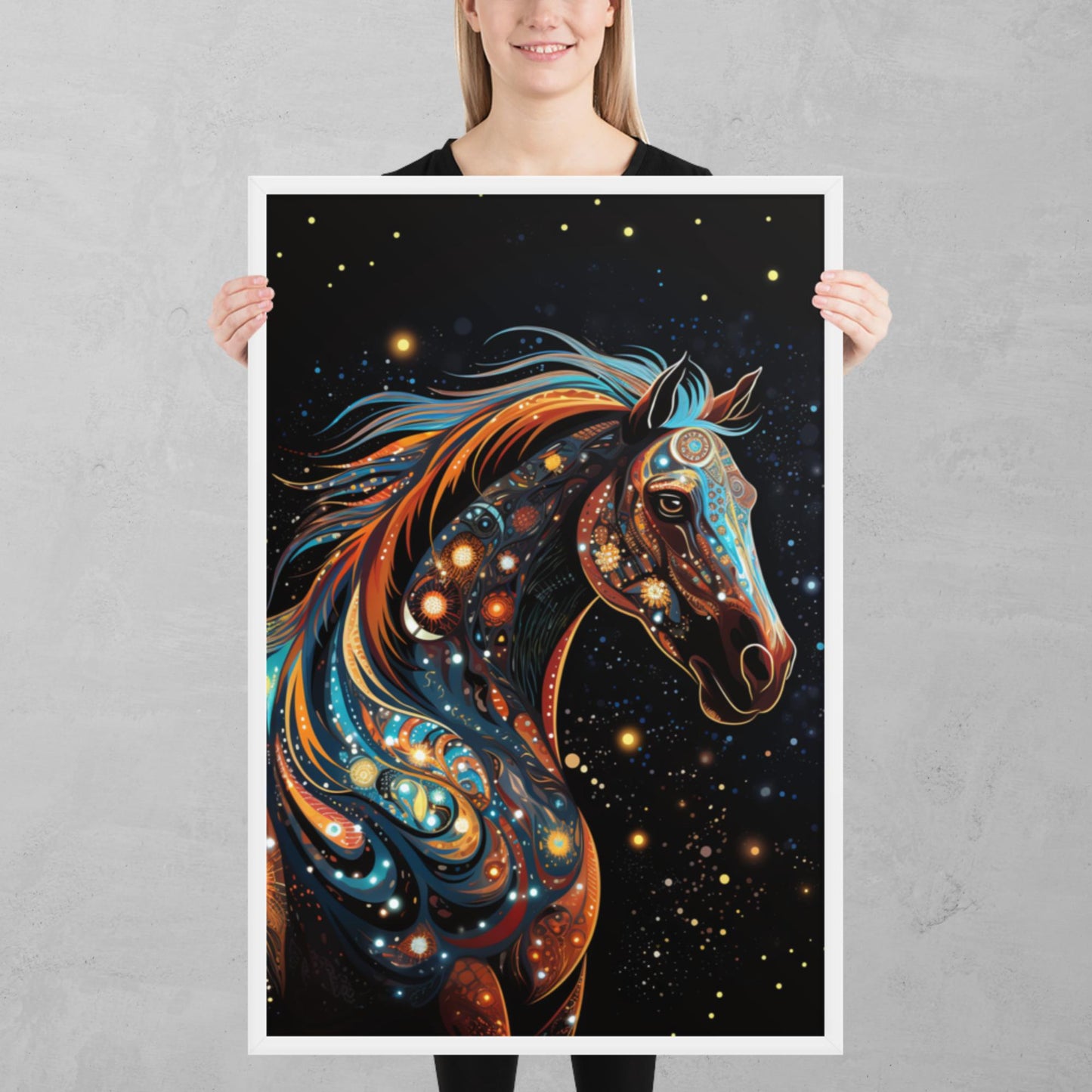 Dot Art Horse Framed Poster