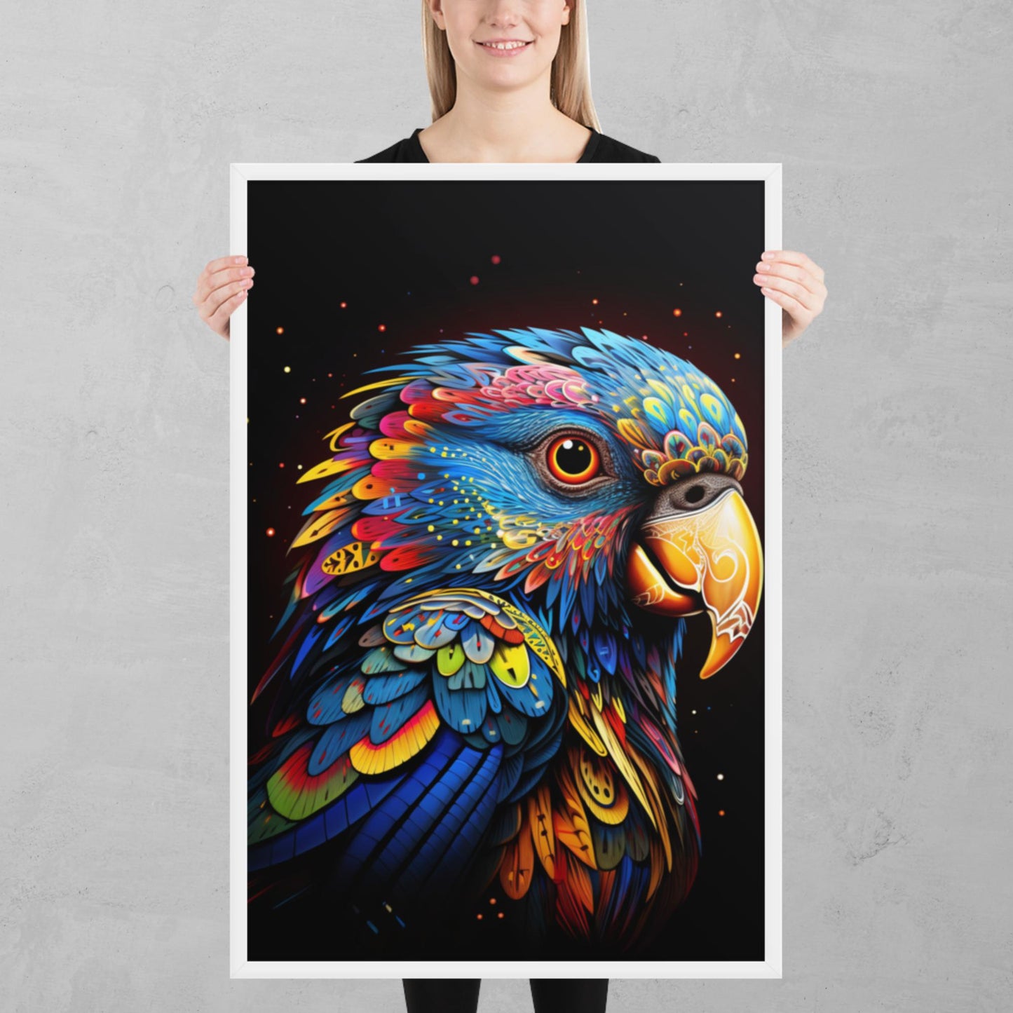 Dot Art Parrot Framed Poster