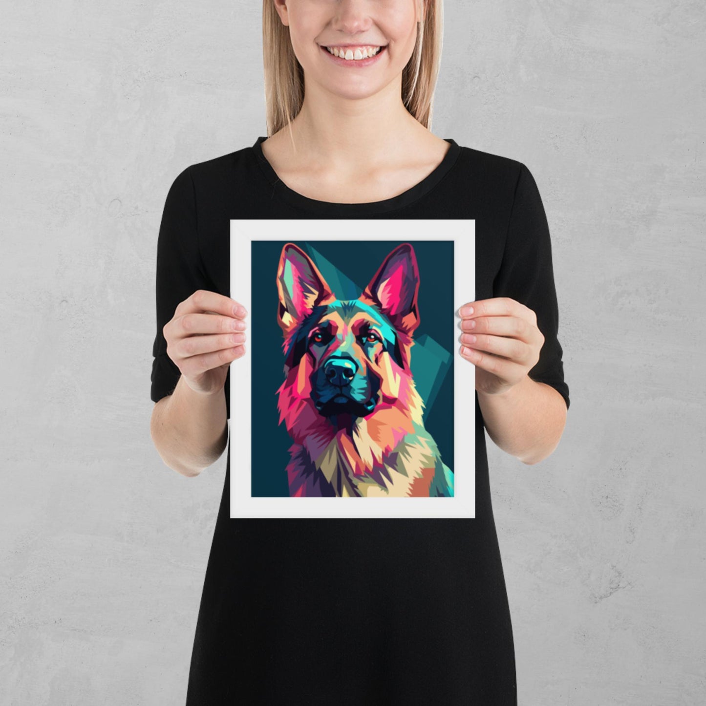 Green and Pink Dog Framed Poster