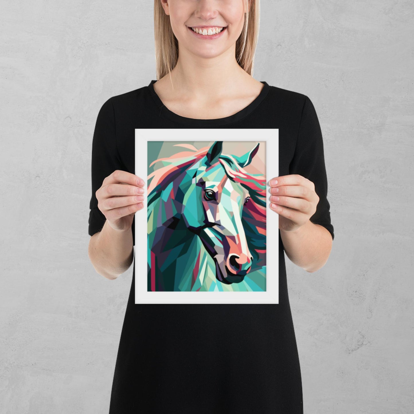 Green and Pink Horse Framed Poster