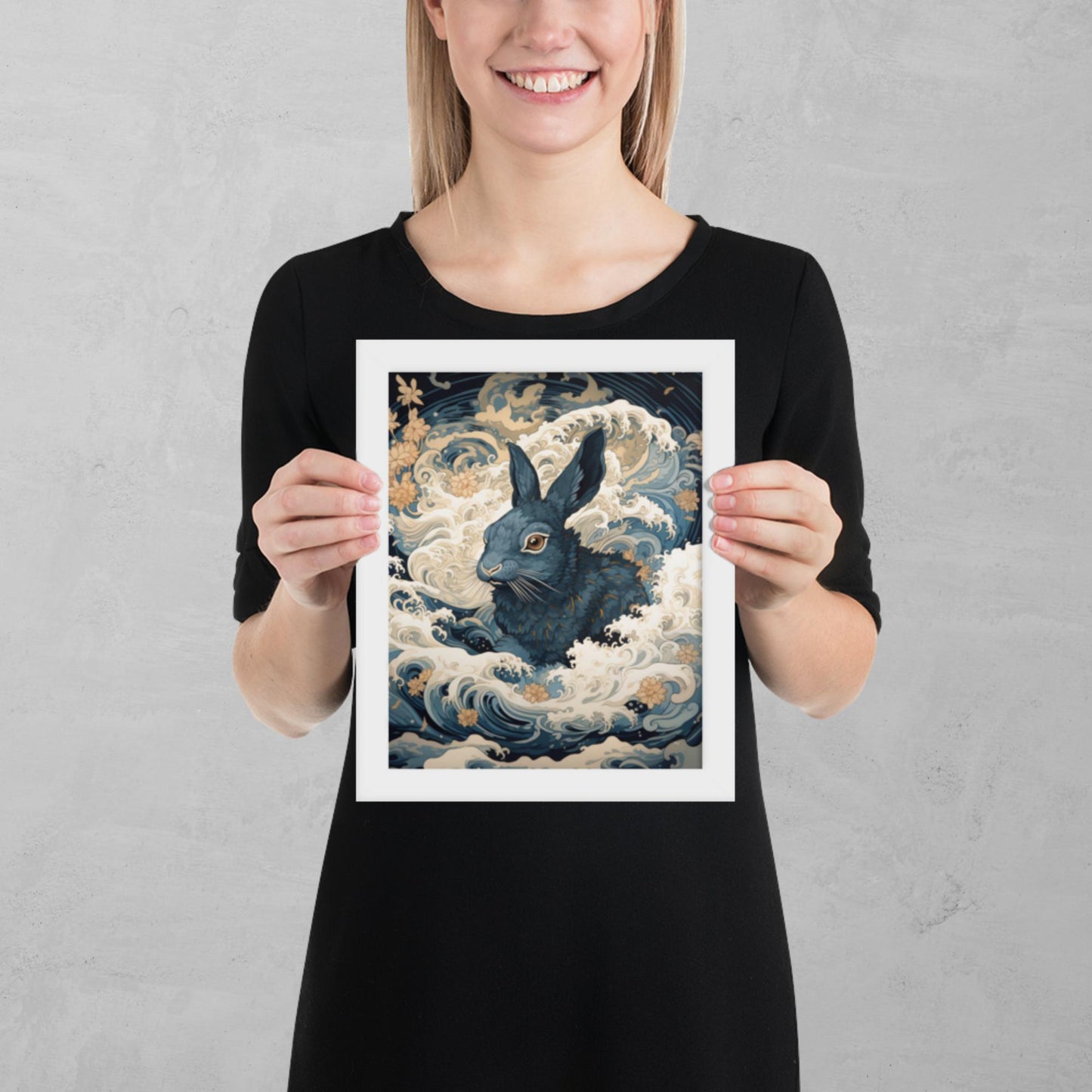 Ukiyo-e Rabbit Framed Poster