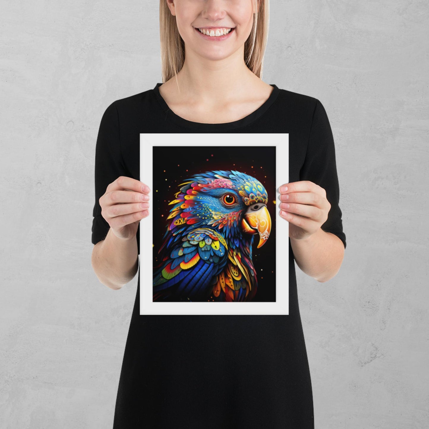 Dot Art Parrot Framed Poster