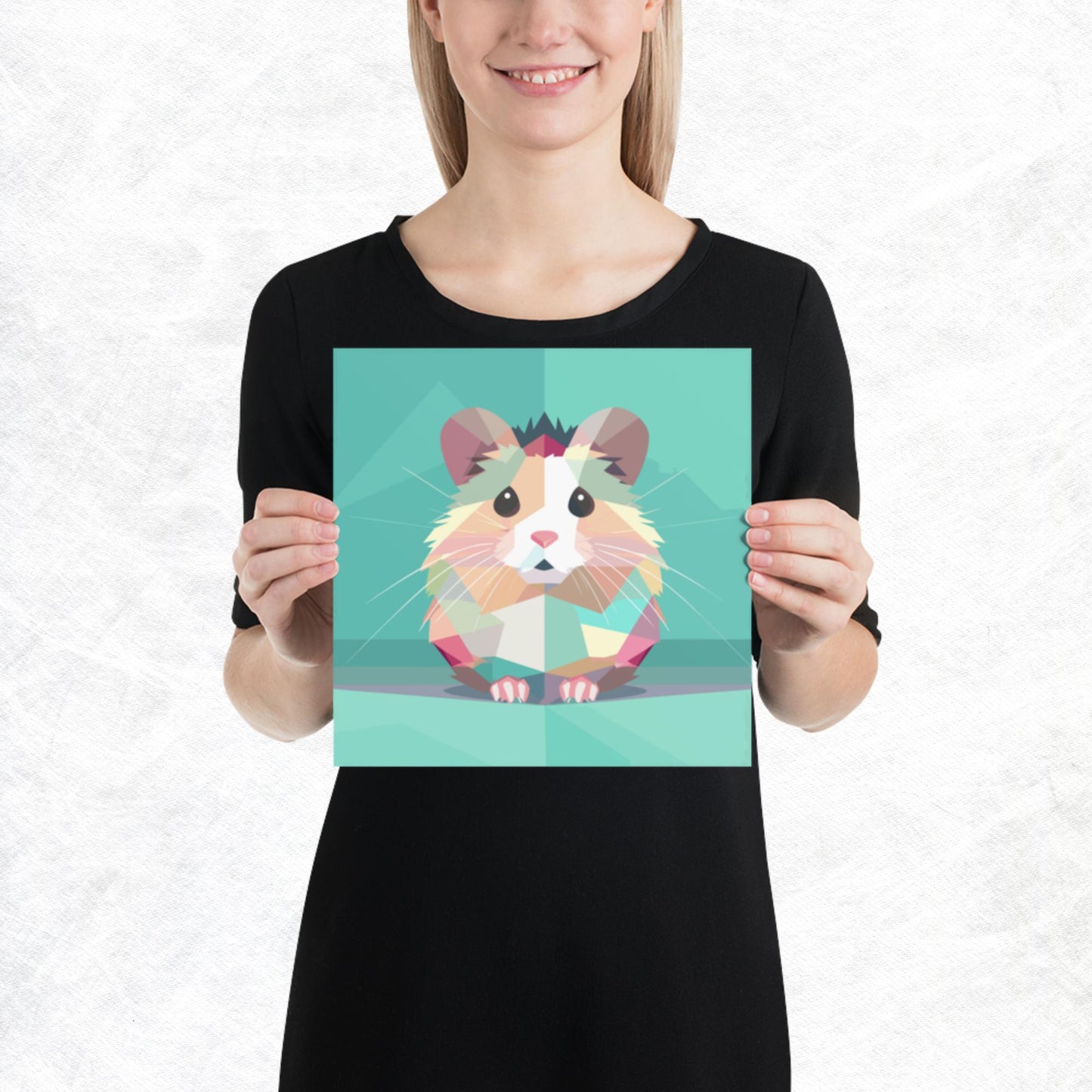 Green and Pink Hamster Paper Poster