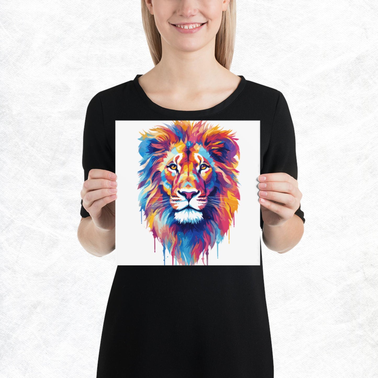 Rainbow Paint Lion Paper Poster