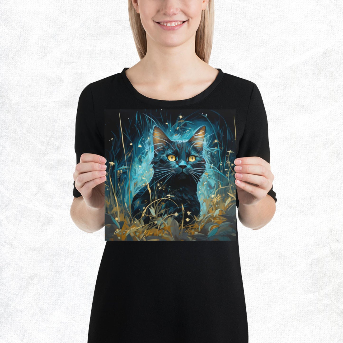 Dark Turquoise Cat Paper Poster