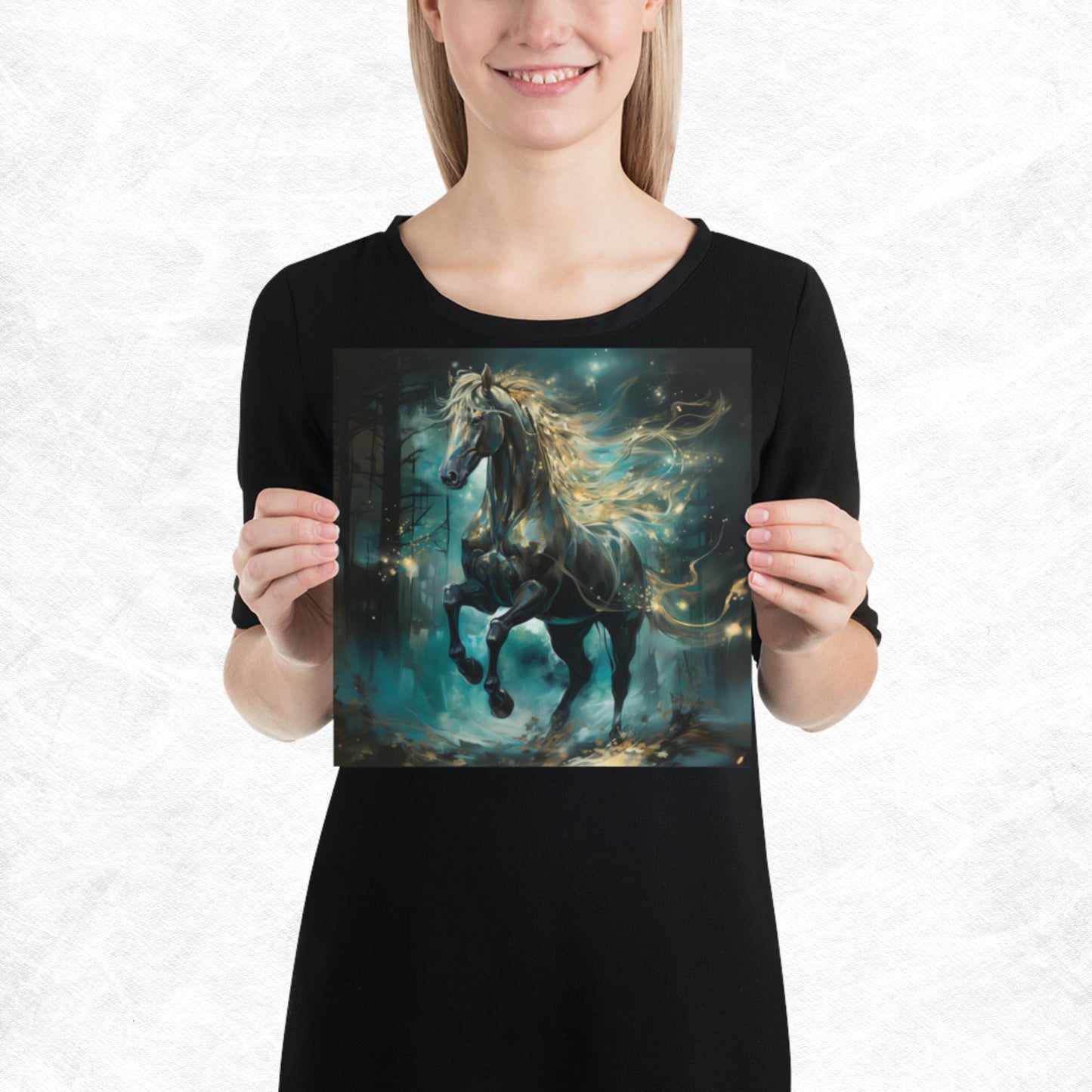 Dark Turquoise Horse Paper Poster