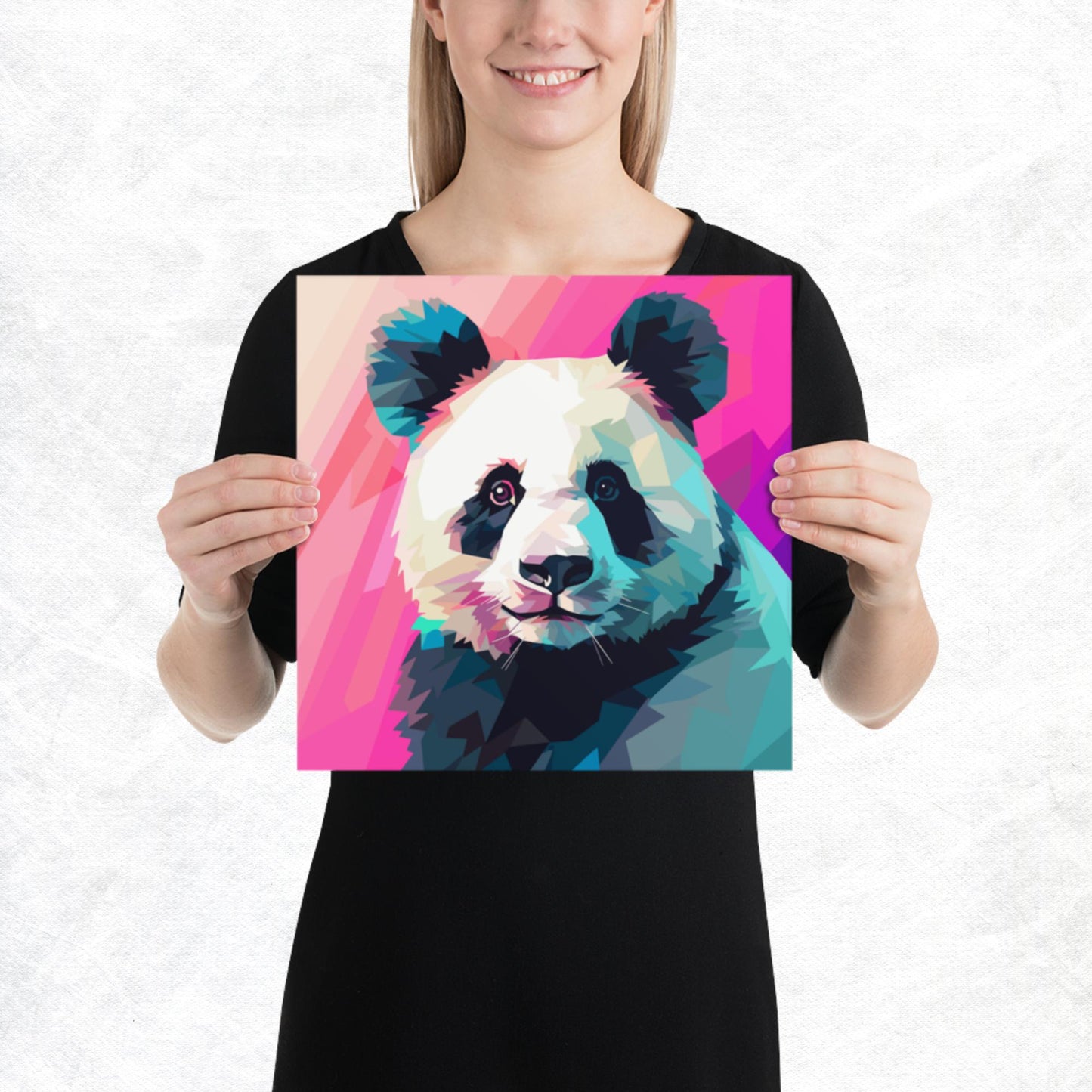 Green and Pink Panda Paper Poster