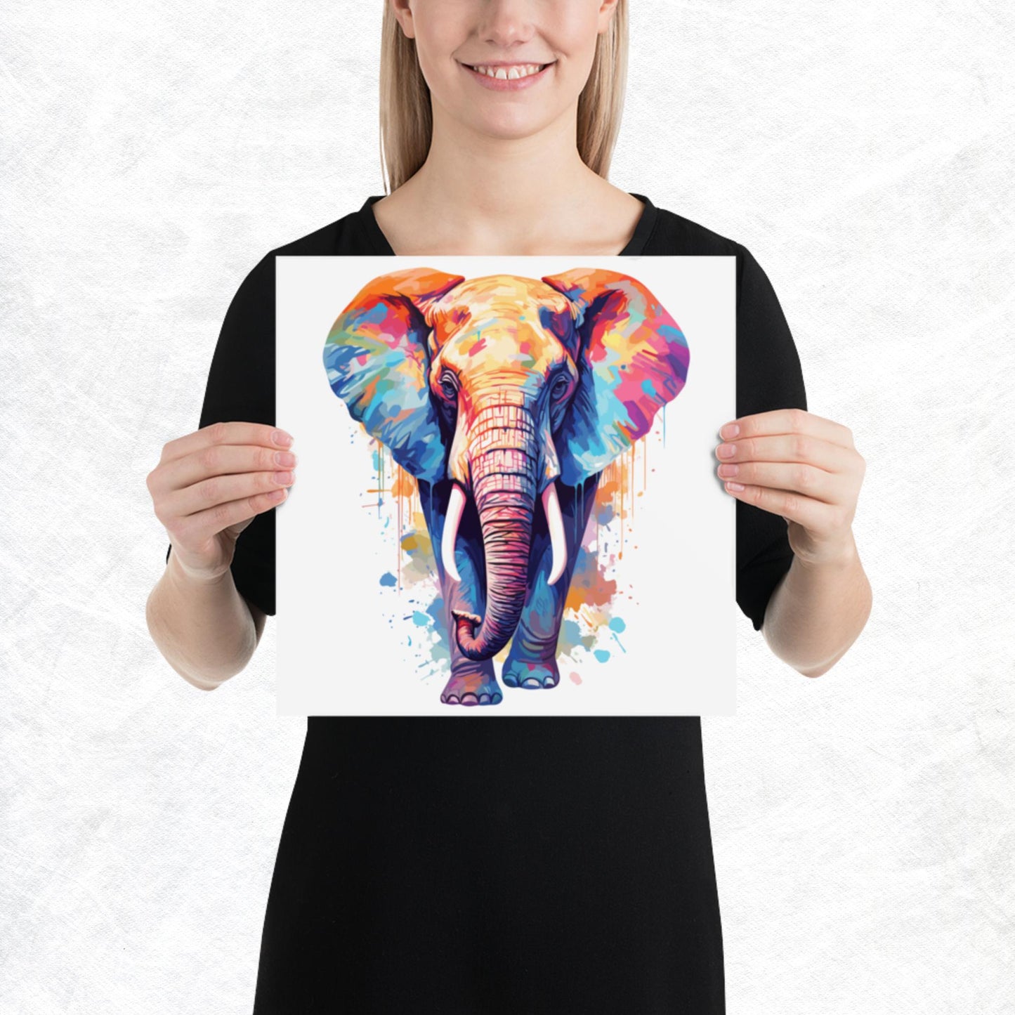 Rainbow Paint Elephant Paper Poster