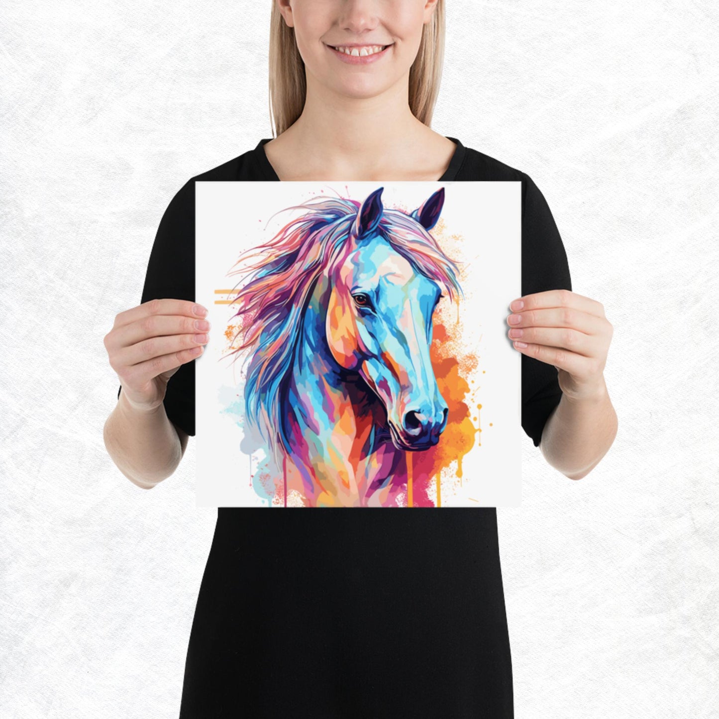 Rainbow Paint Horse Paper Poster