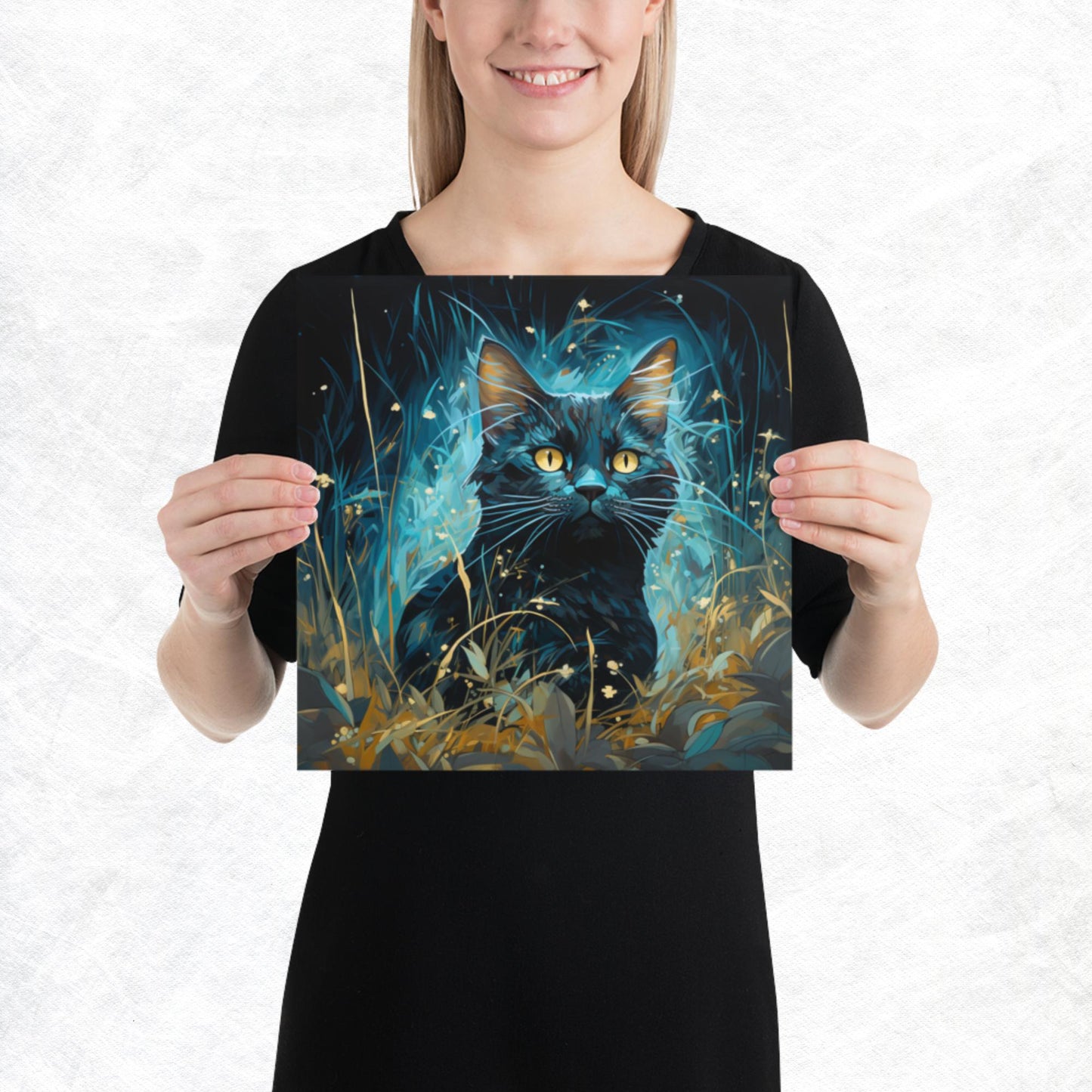 Dark Turquoise Cat Paper Poster