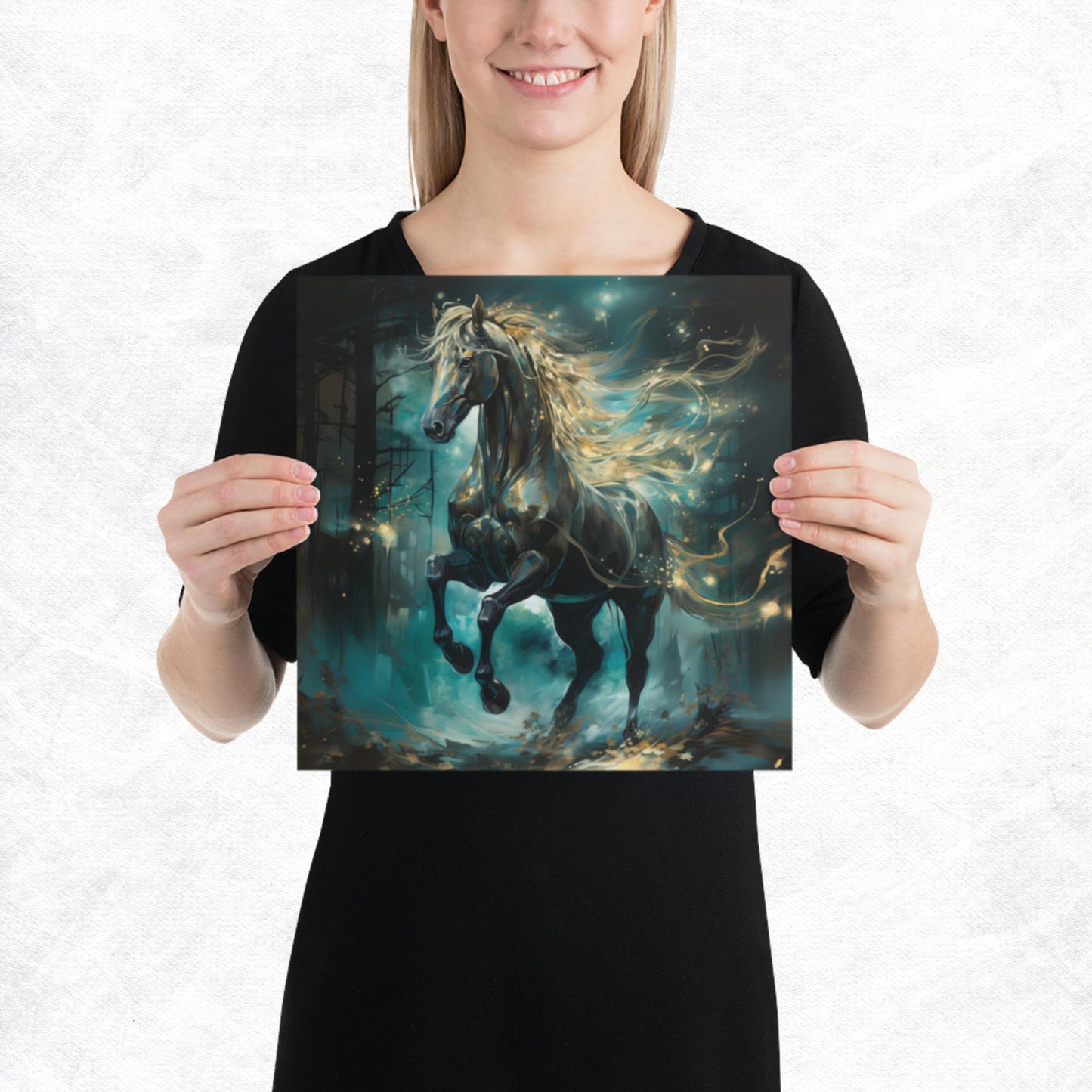 Dark Turquoise Horse Paper Poster