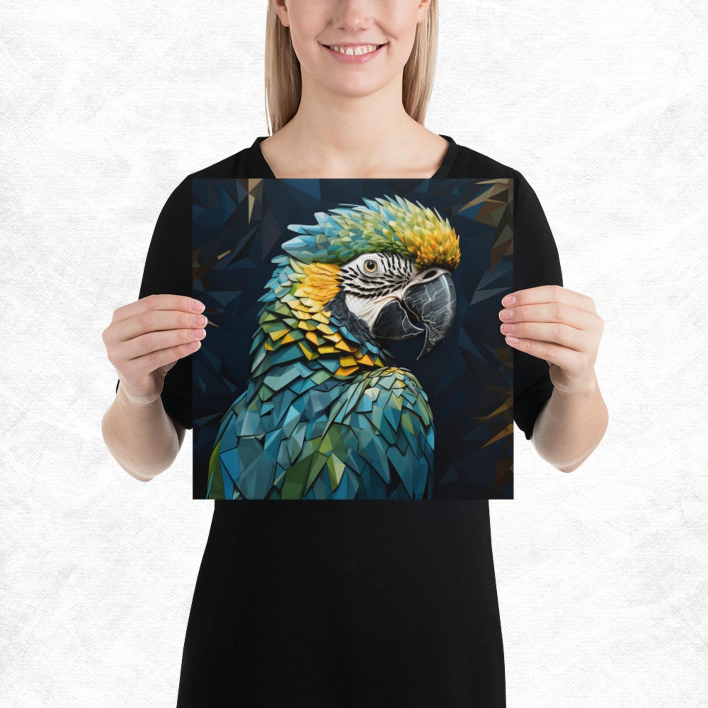 Blue Gold Parrot Paper Poster