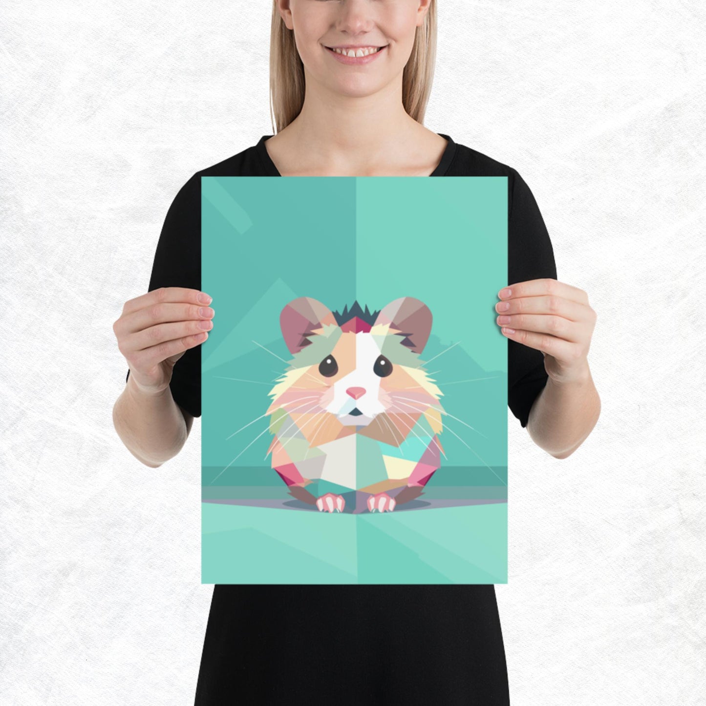 Green and Pink Hamster Paper Poster