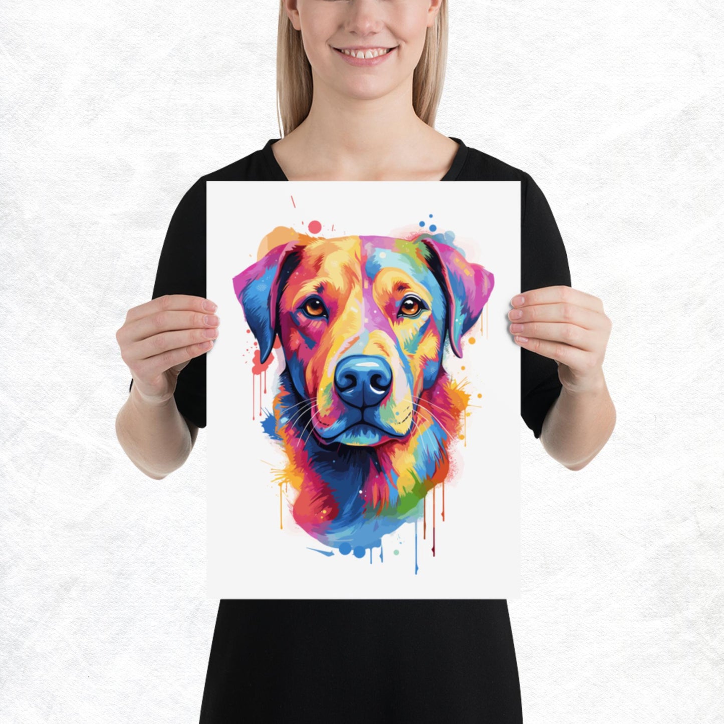 Rainbow Paint Dog Paper Poster