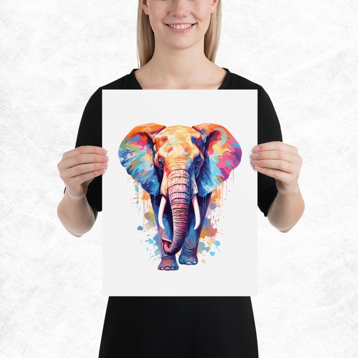 Rainbow Paint Elephant Paper Poster