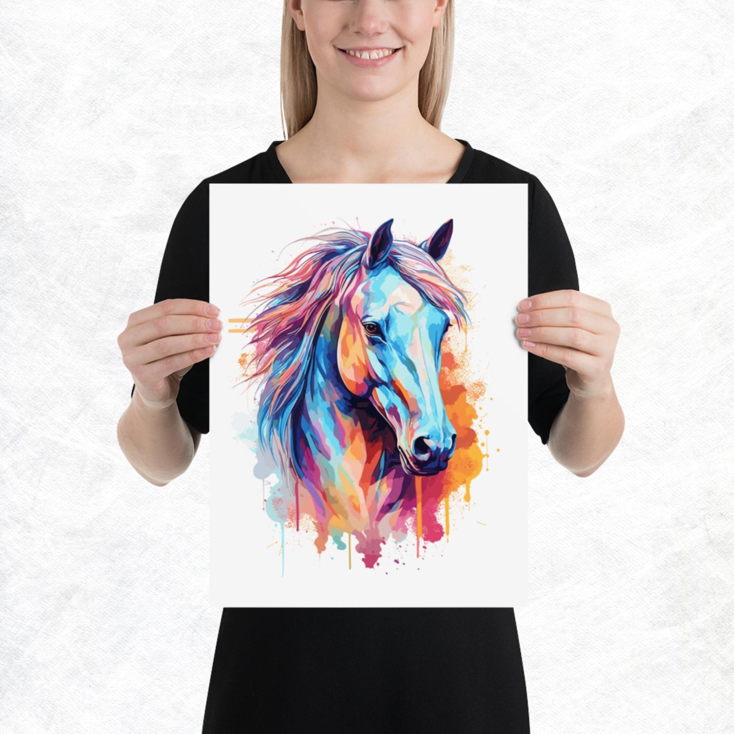 Rainbow Paint Horse Paper Poster